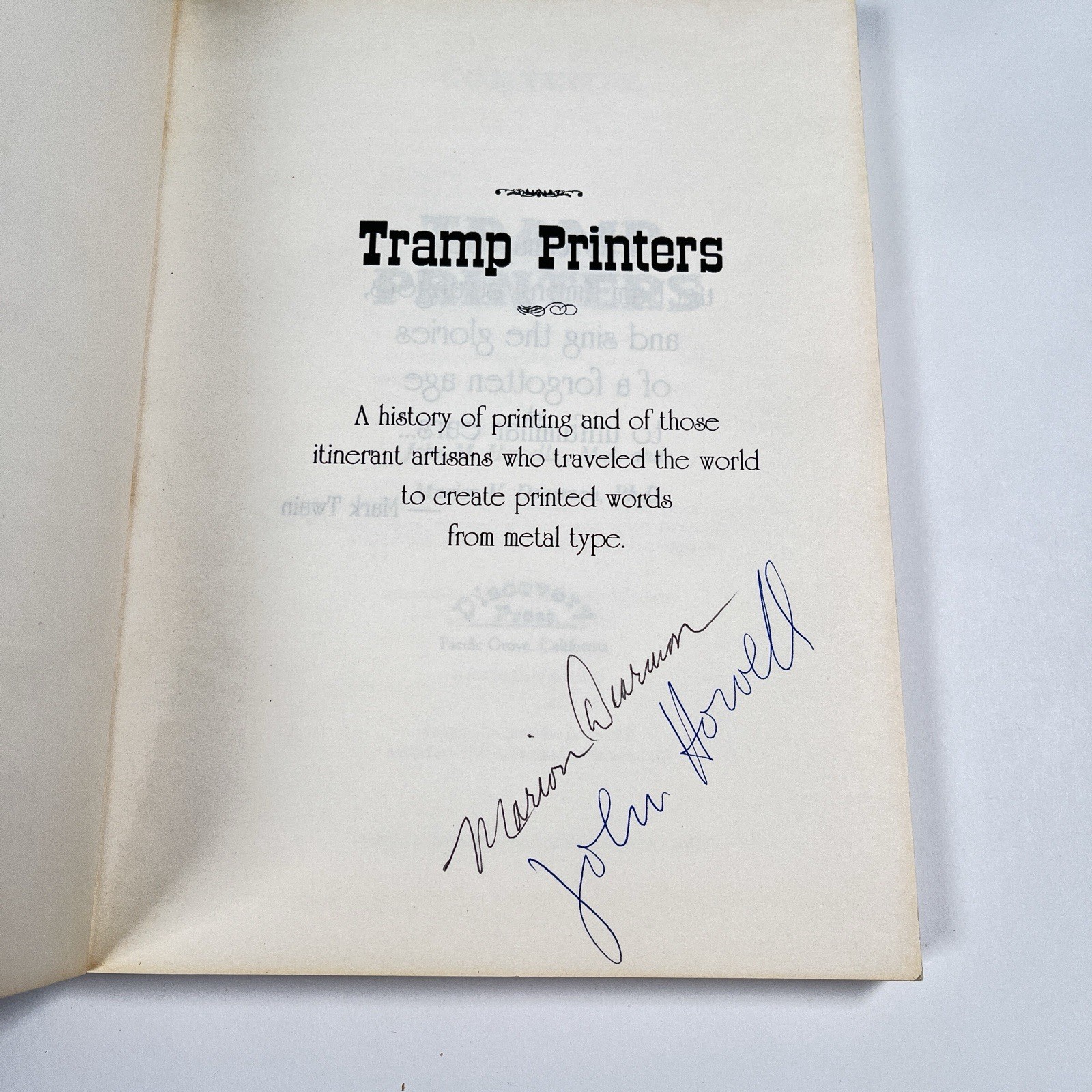 Tramp Printers SIGNED Paperback Book John Howells & Marion Dearman Ltd. Ed. 1996