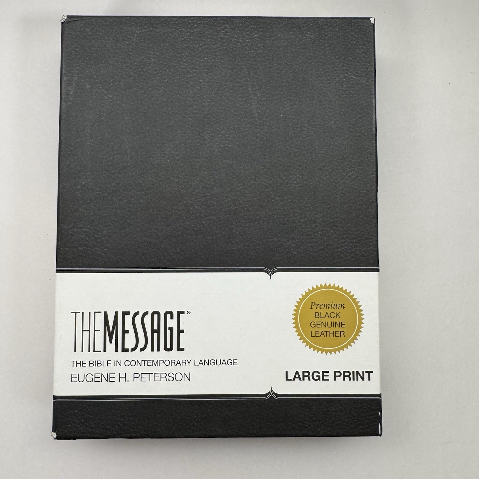 The Message Large Print Genuine Black Leather Bible Eugene H. Peterson w/ Box