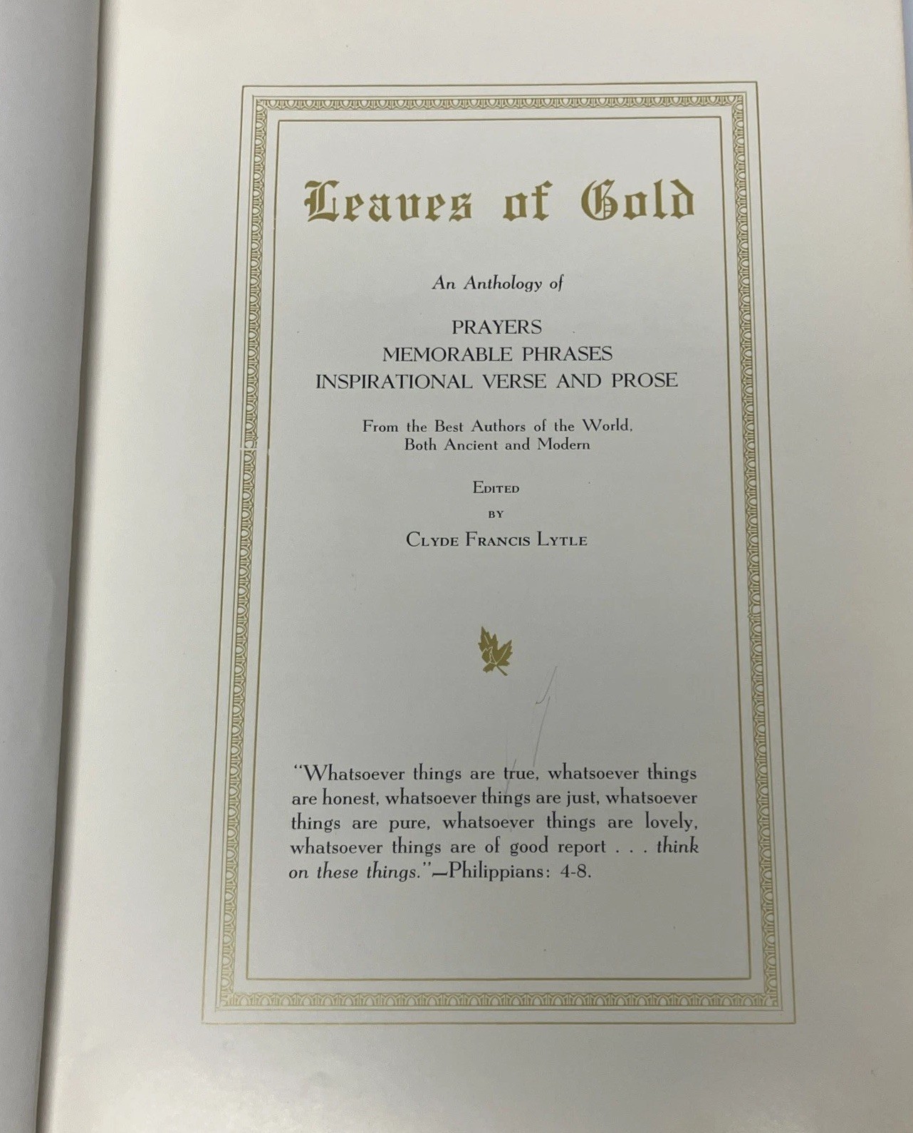 Vintage 1948 Book Leaves Of Gold Revised Edition By Clyde Francis Lytle