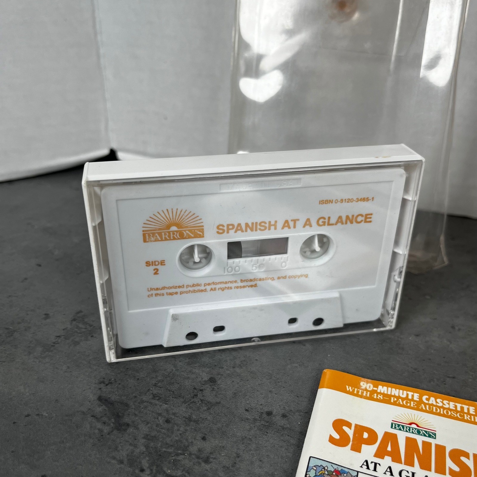 Barron’s Spanish At A Glance Cassette Phrasebook Dictionary Vintage 1985 Set