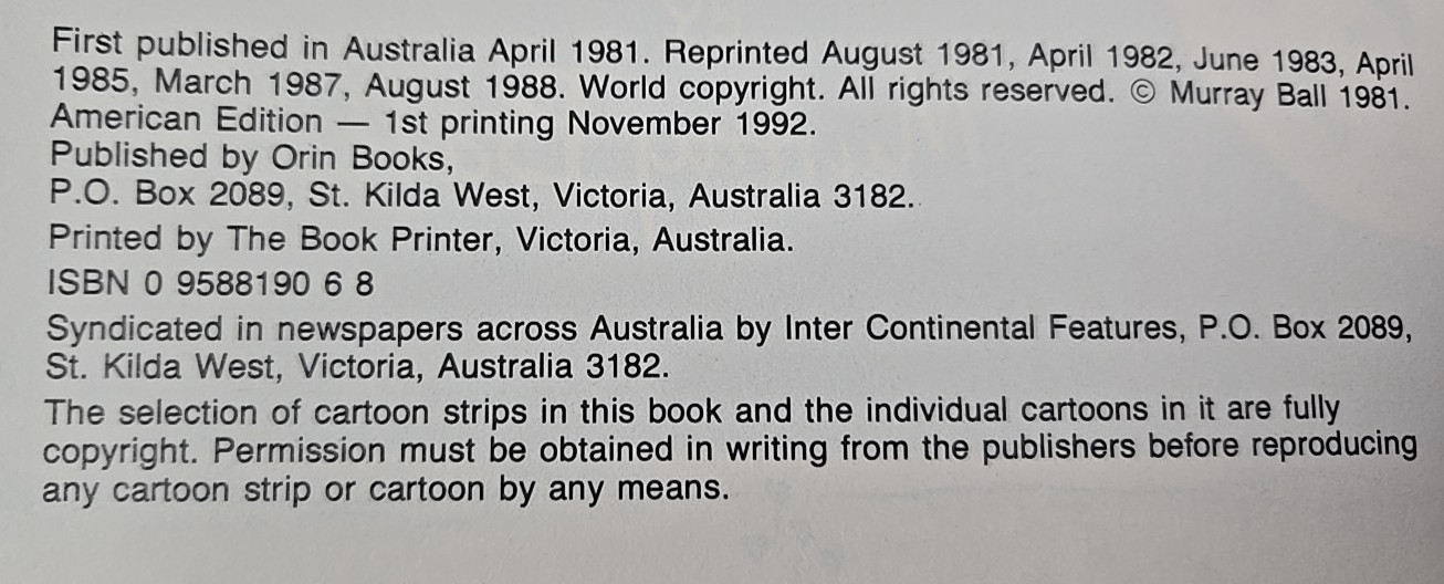 FOOTROT FLATS By Murray Ball. (Foreword By Charles Schulz) ,1992
