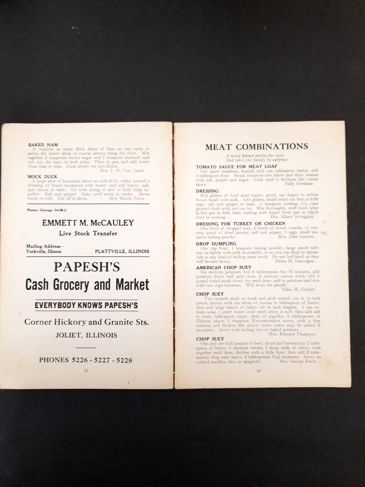 Vintage 1940’S “Woman’s Club” Cookbook, SEWARD & NA-AU-SAY/105 Pages/8.5″ x 5.5″