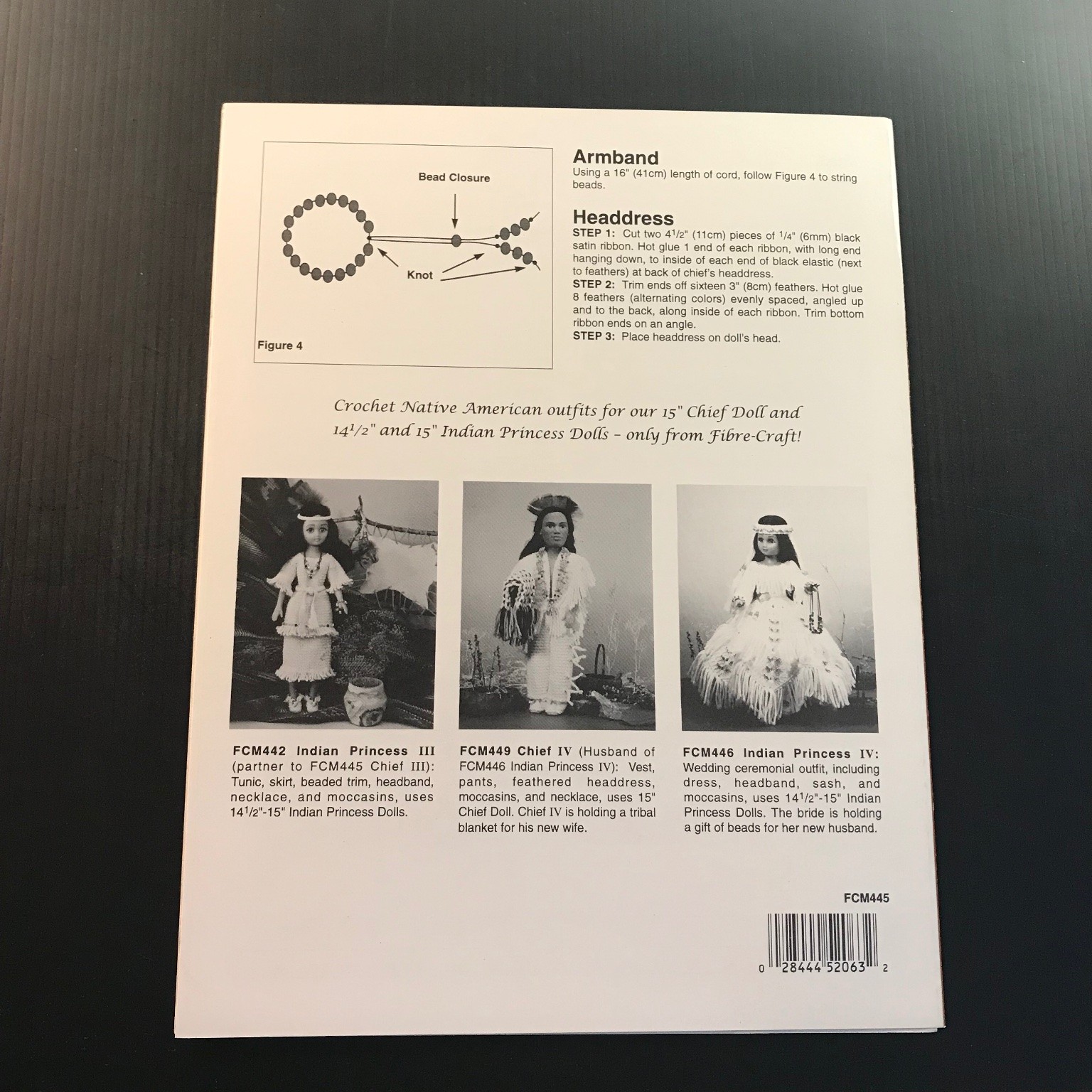 Fibre-Craft CHIEF III Crochet Pattern FCM445 Native American Doll Outfit