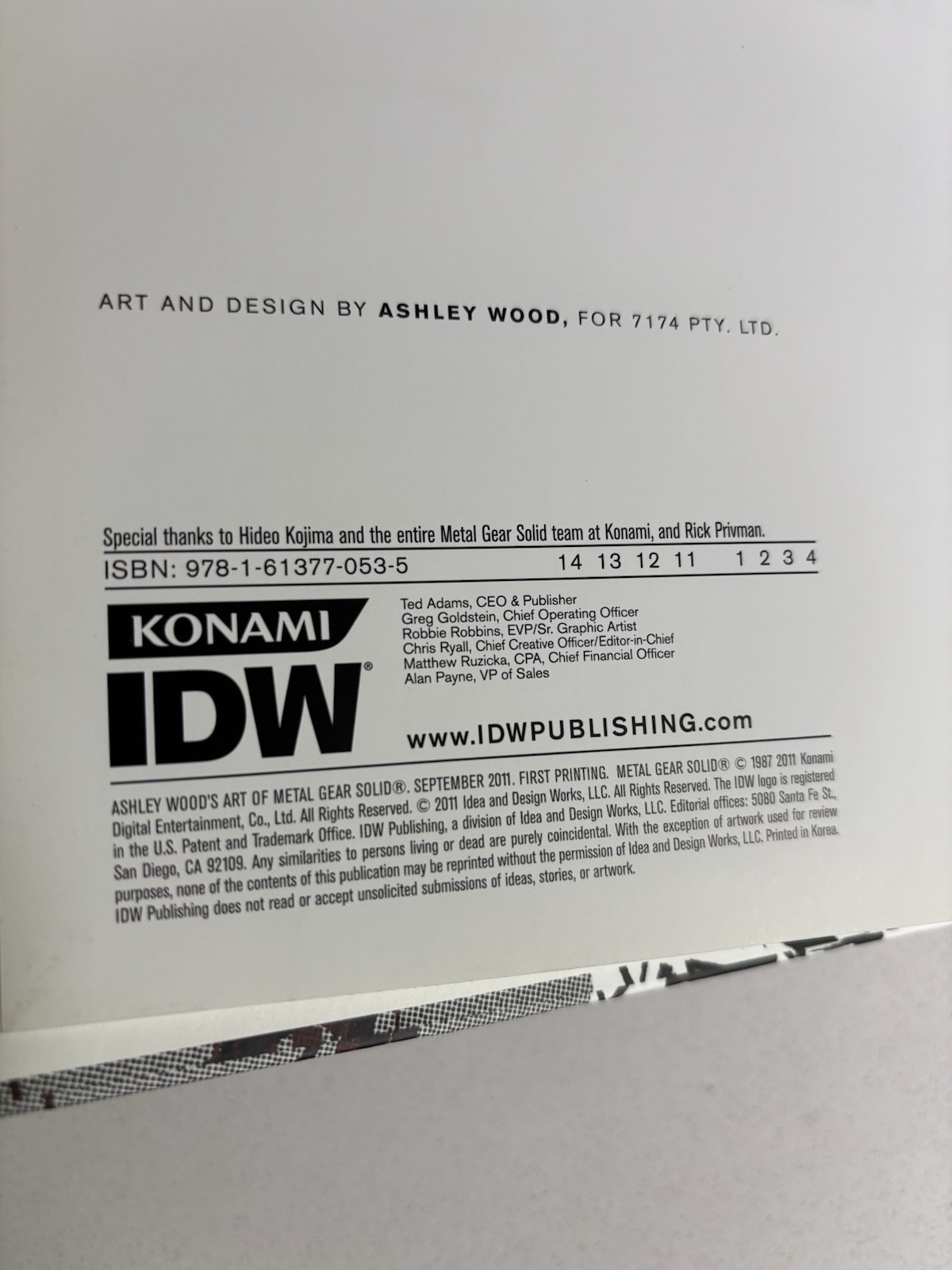 Art of Metal Gear Solid by Ashley Wood 2011 IDW Hardcover RARE OOP