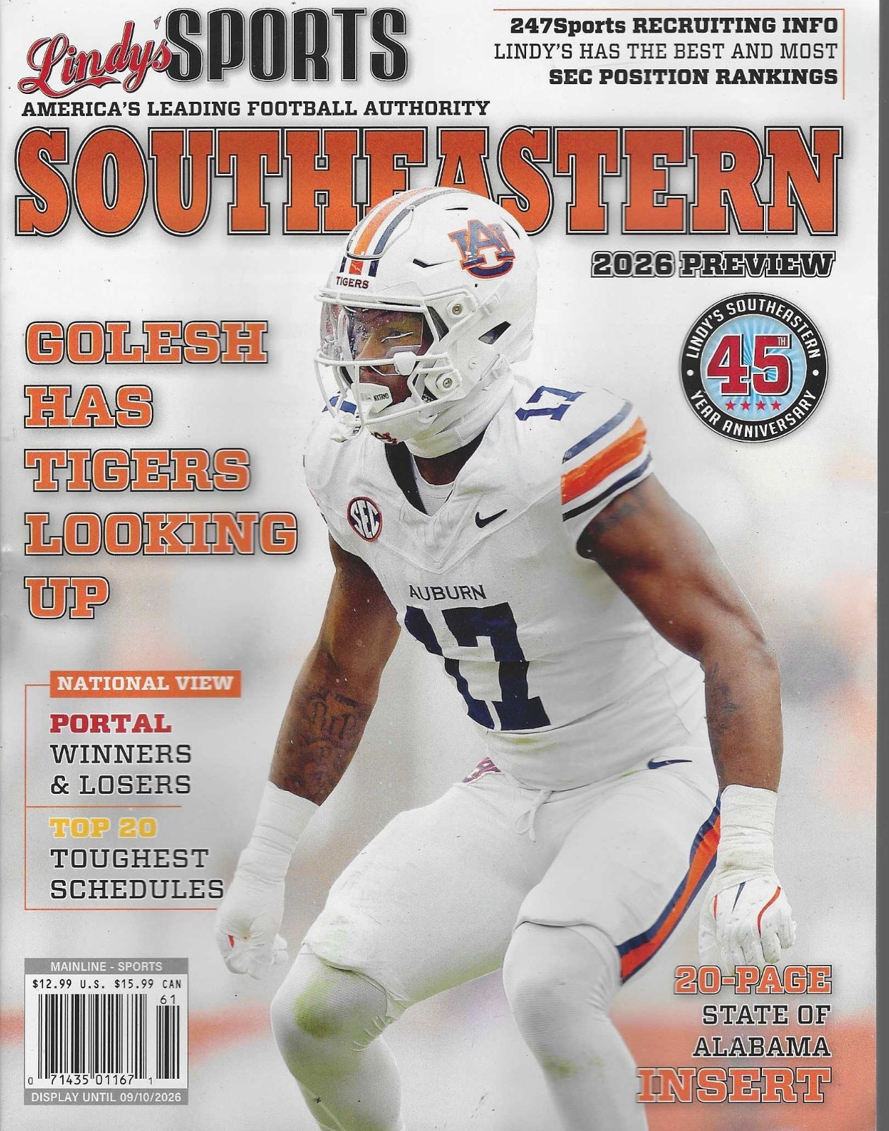 Lindy’s Sport’s Southeastern College Football 2026 Preview, Auburn Cover