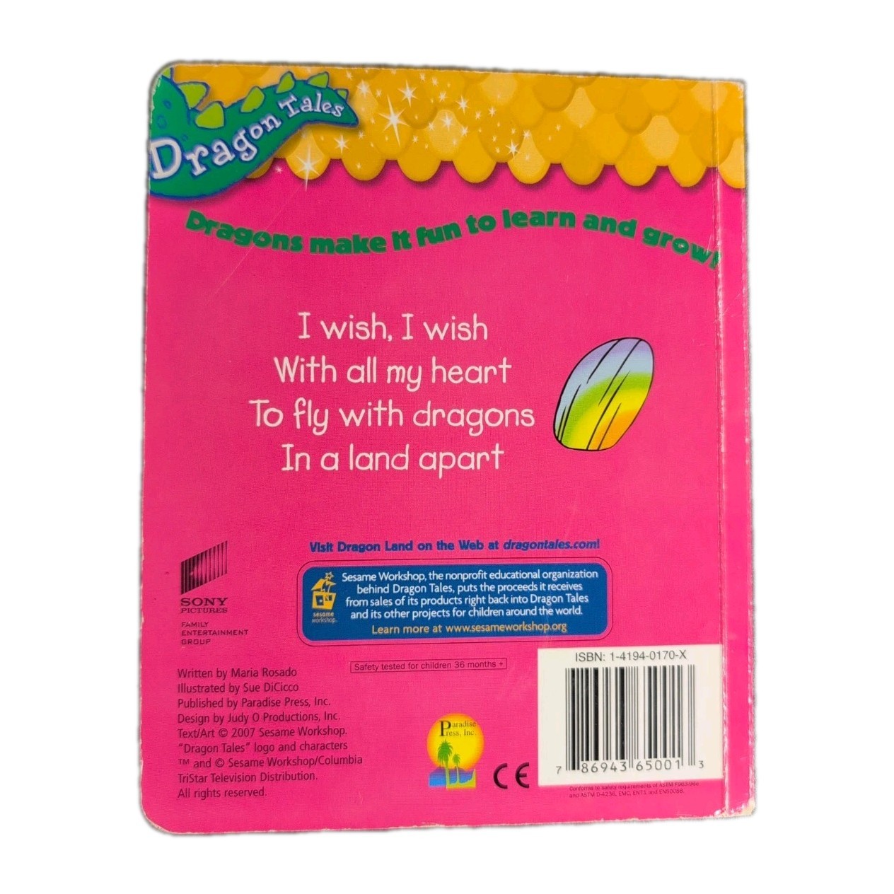 Dragon Tales I Wish Interactive Sound Book Untested Needs Batteries 2007 Ages 3+