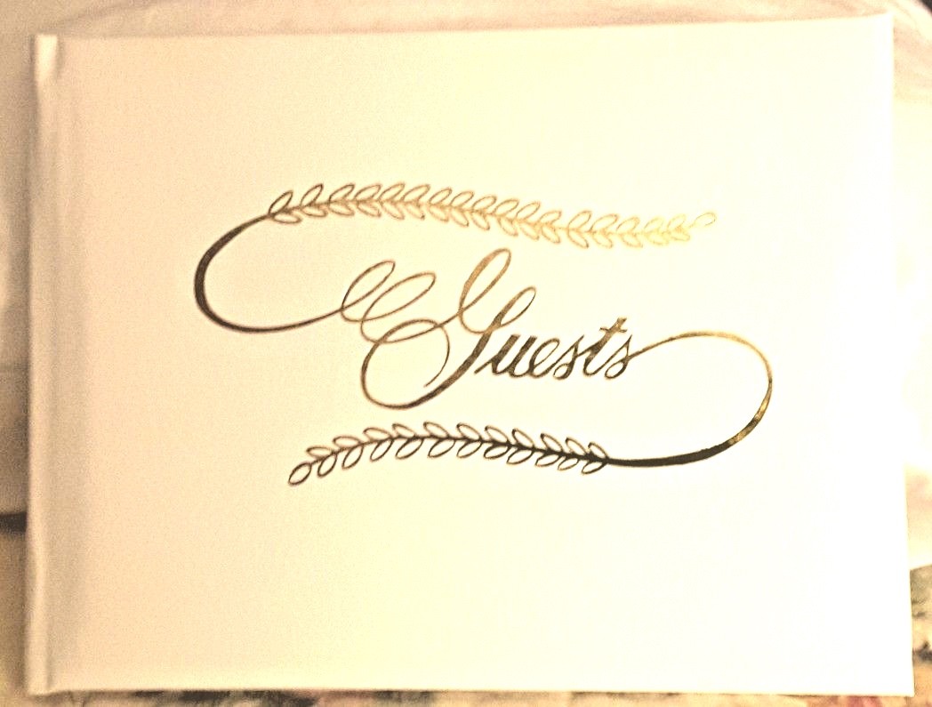NIB VICTORIA LYNN Wedding GUEST BOOK EMBOSSED GOLD FRONT 32 Double Side Pages