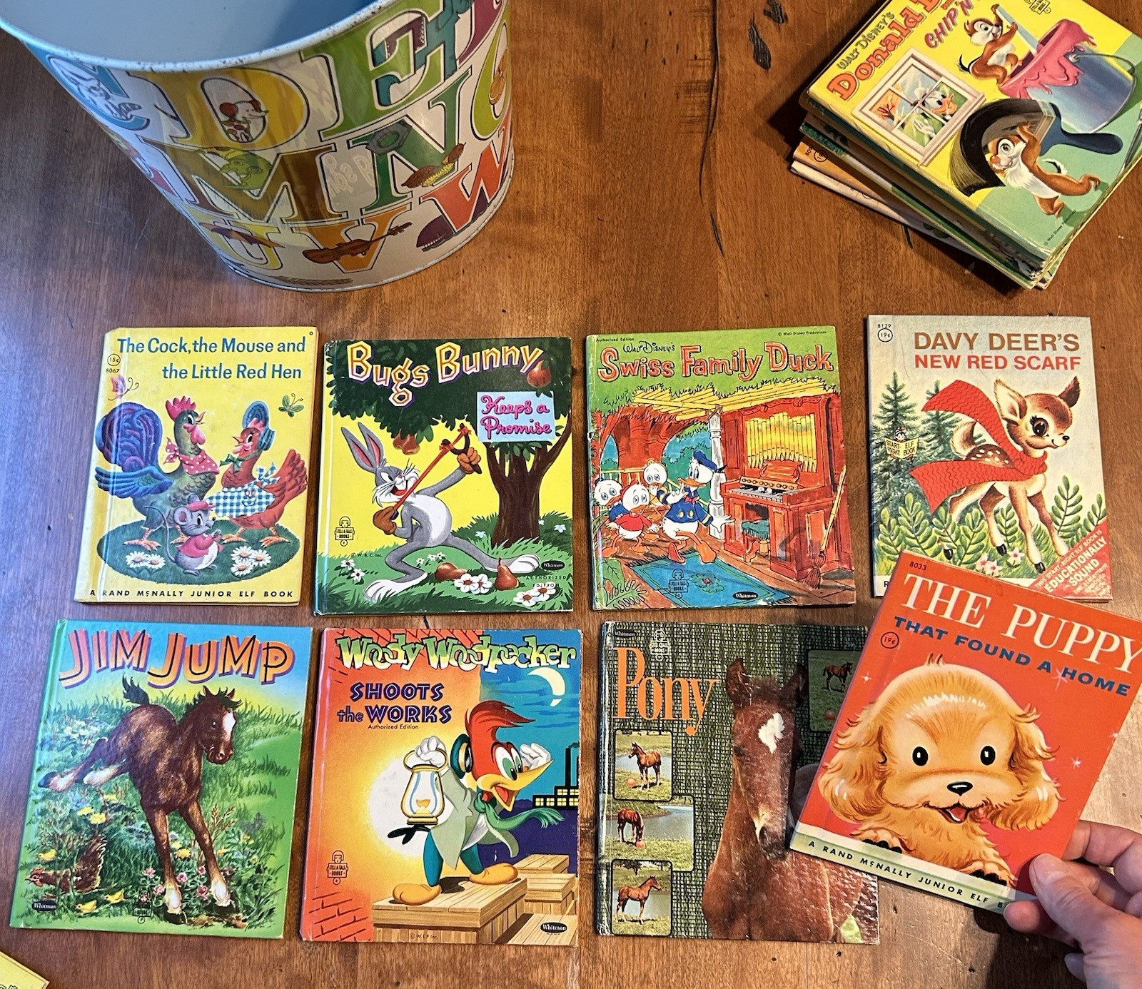 20 Whitman Tell-a-Tale and Rand McNally Junior Elf Books & Cheinco Tin Alphabet