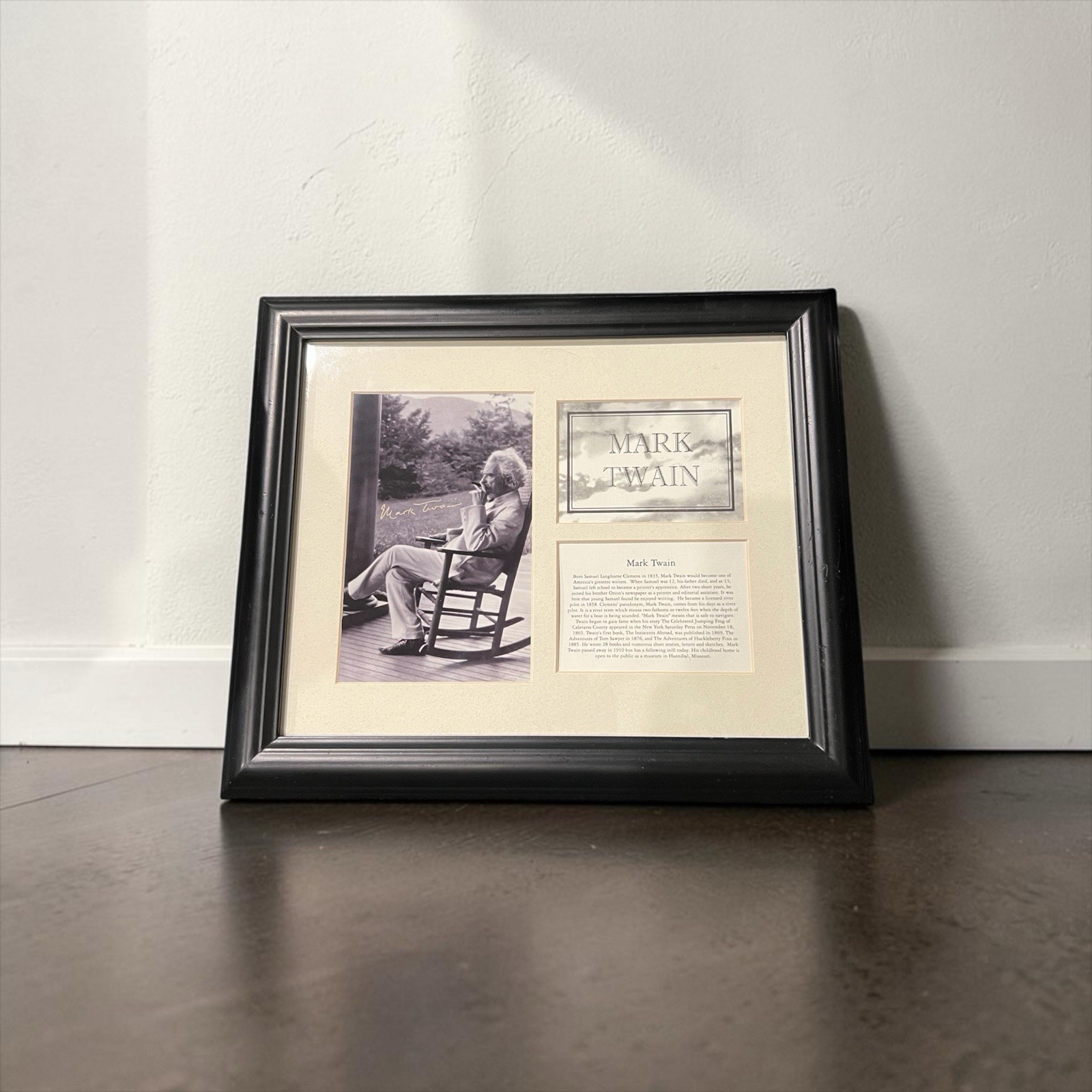 Framed Mark Twain Tribute Collage with Photo, Signature, and Biography