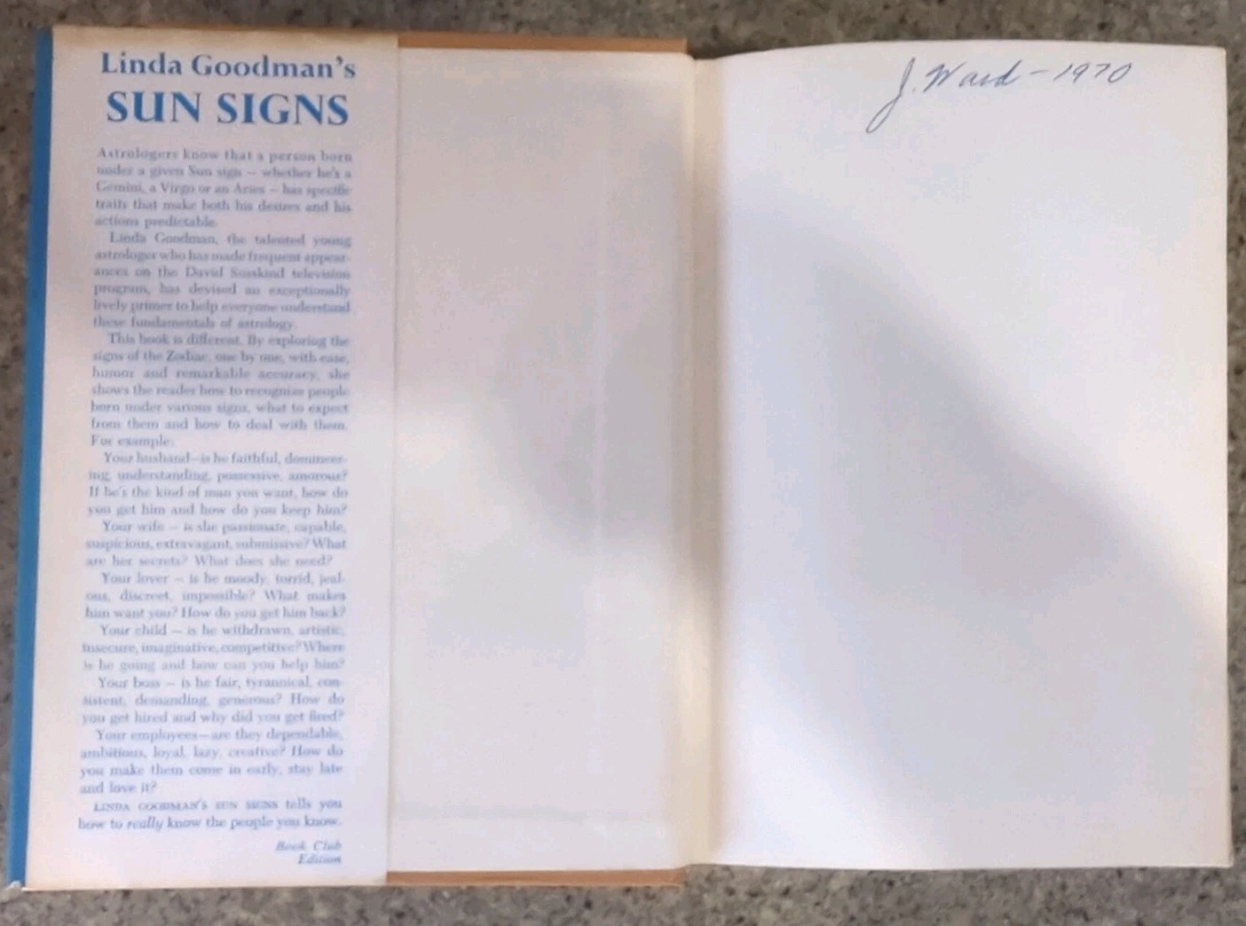 Vintage Linda Goodman’s Sun Signs HC DJ 1968 BCE Astrology, 1st Edition MCM