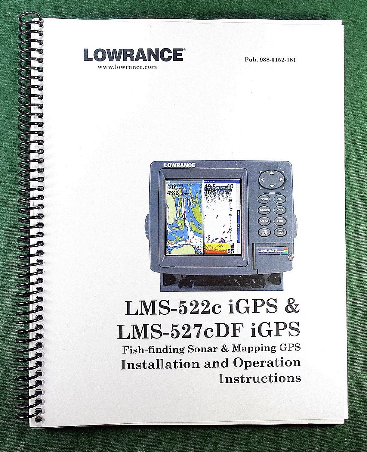 Lowrance LMS-522c iGPS Instruction Manual: Full Color 252 Pages & Clear Covers