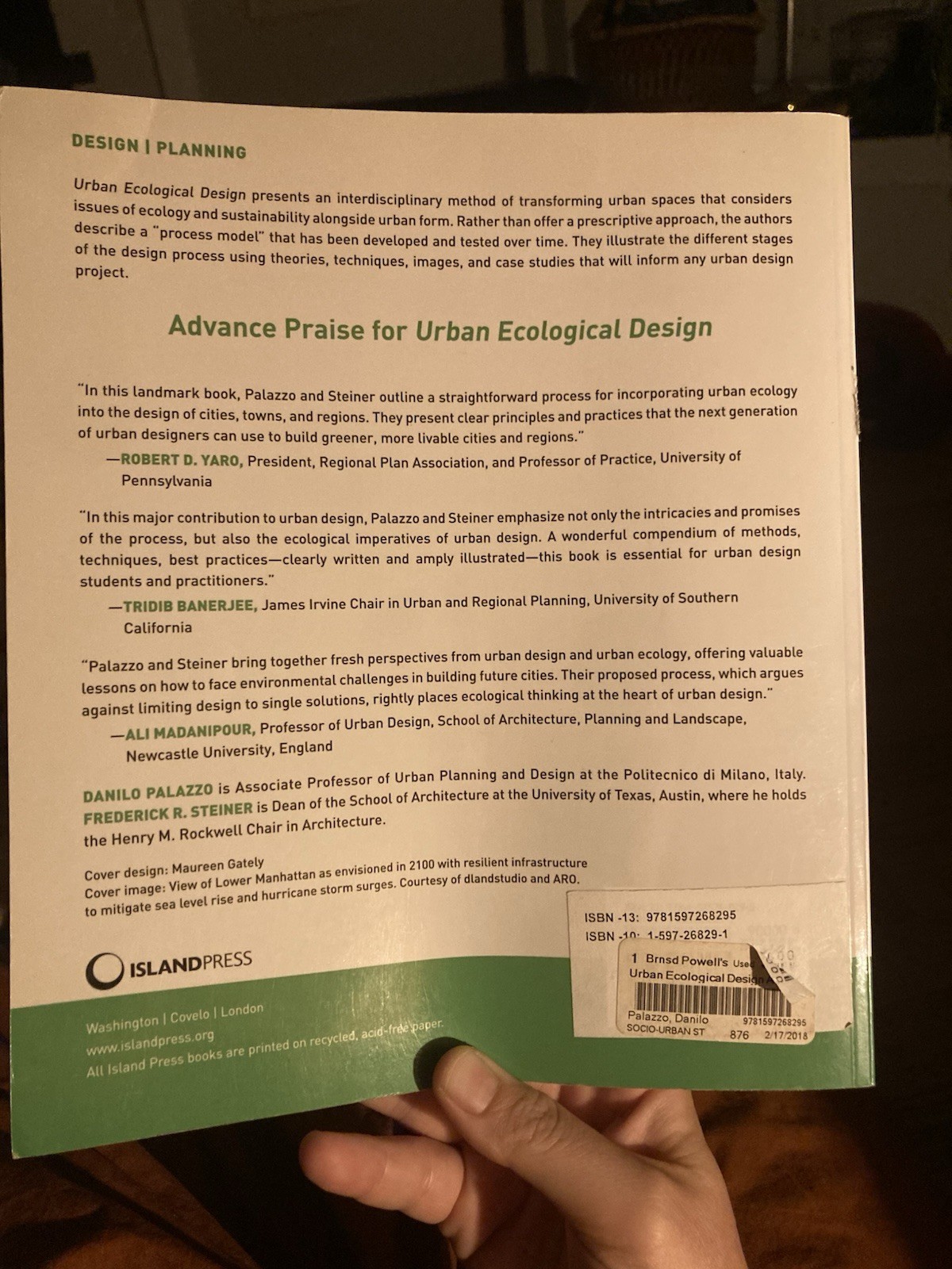 Urban Ecological Design: A Process For Regenerative Places By Danilo Palazzo