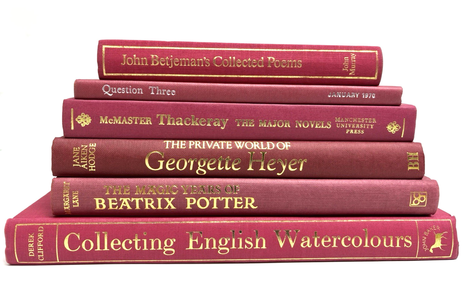 Collection of Pink Books for Decoration. 14cm shelf space.