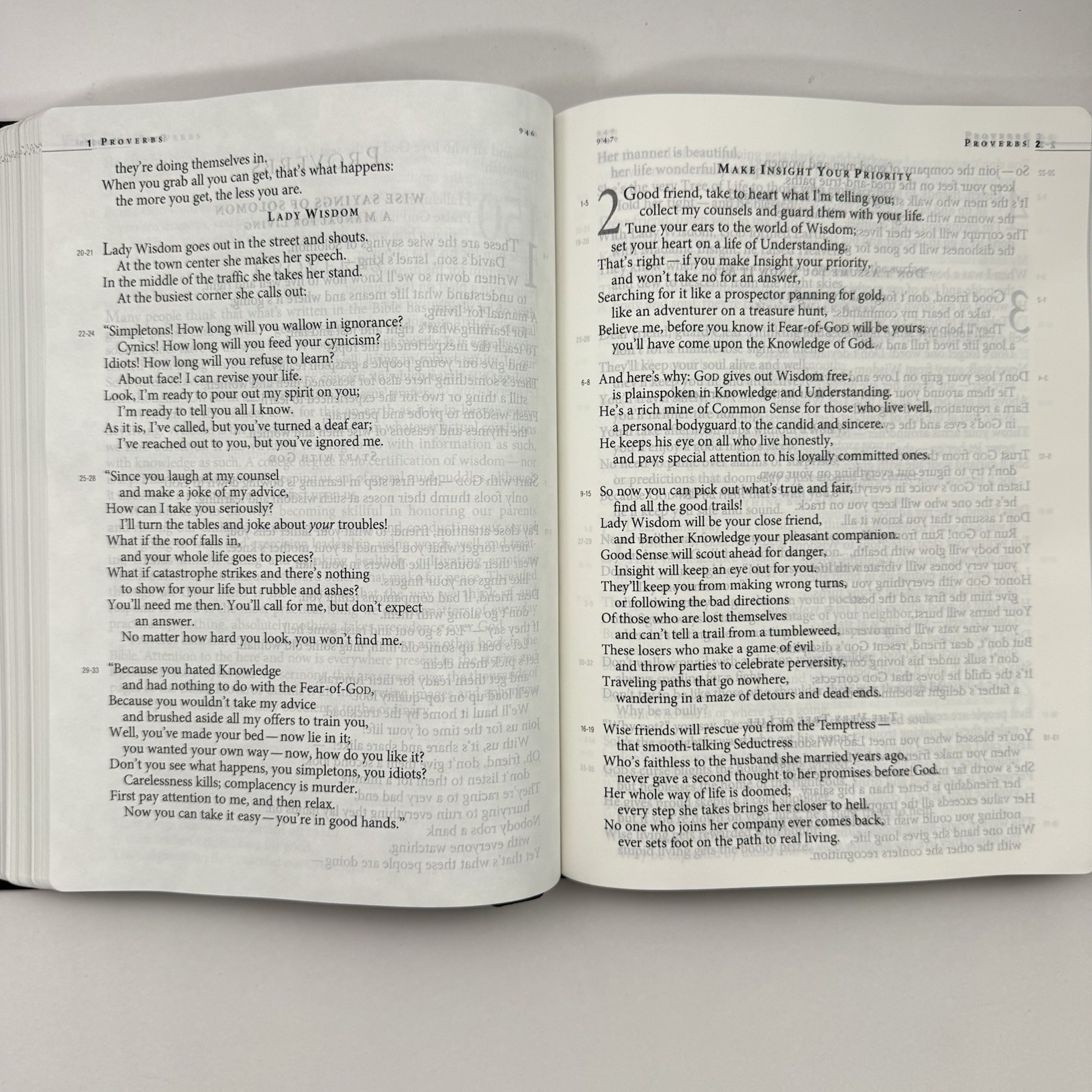 The Message Large Print Genuine Black Leather Bible Eugene H. Peterson w/ Box