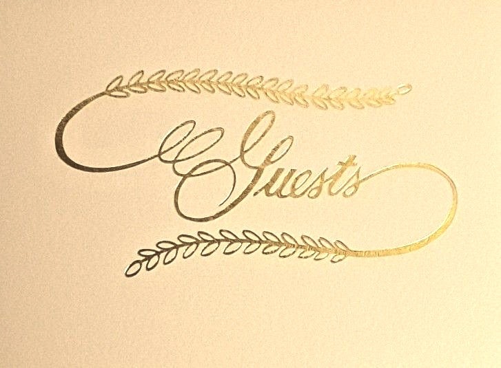 NIB VICTORIA LYNN Wedding GUEST BOOK EMBOSSED GOLD FRONT 32 Double Side Pages