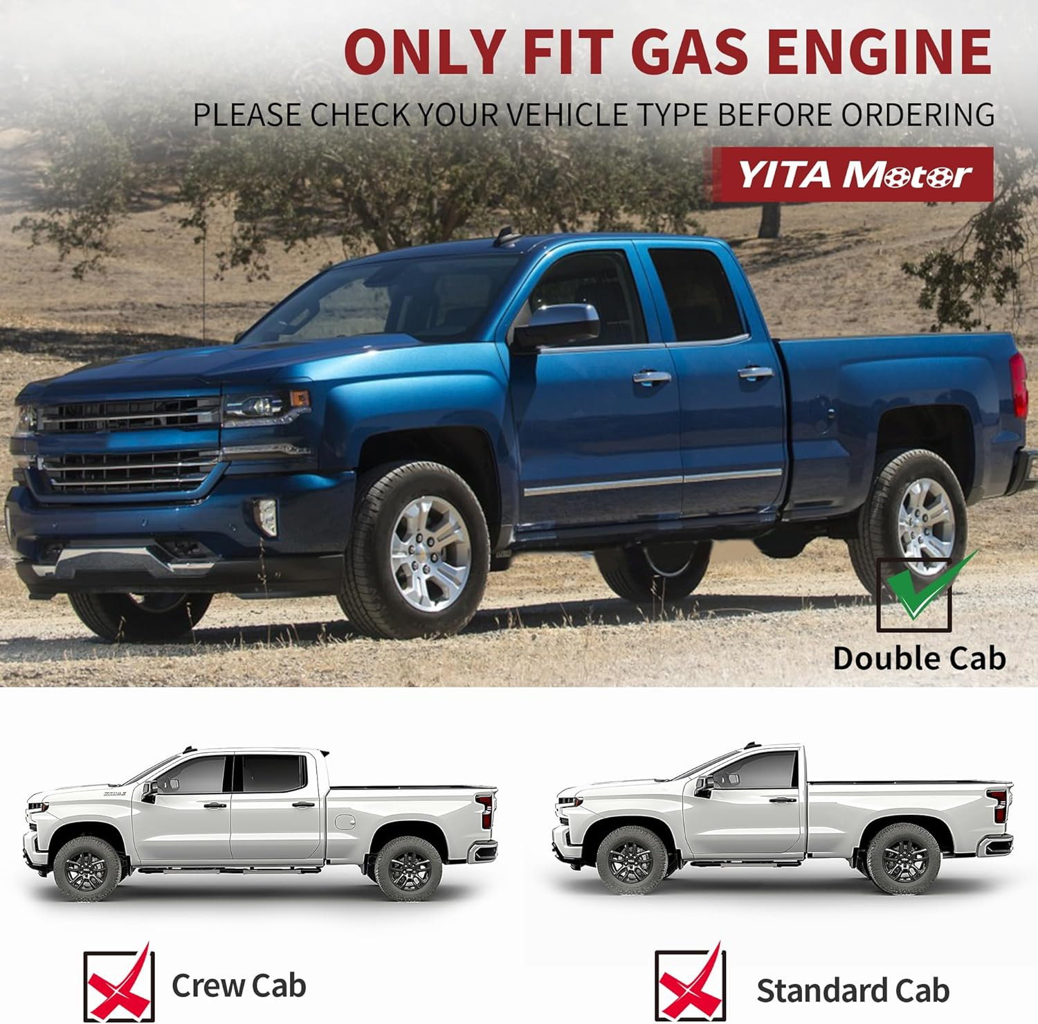 6.5 Inch Running Boards Compatible with 2007-2018 Chevy Silverado/Gmc Sierra 150