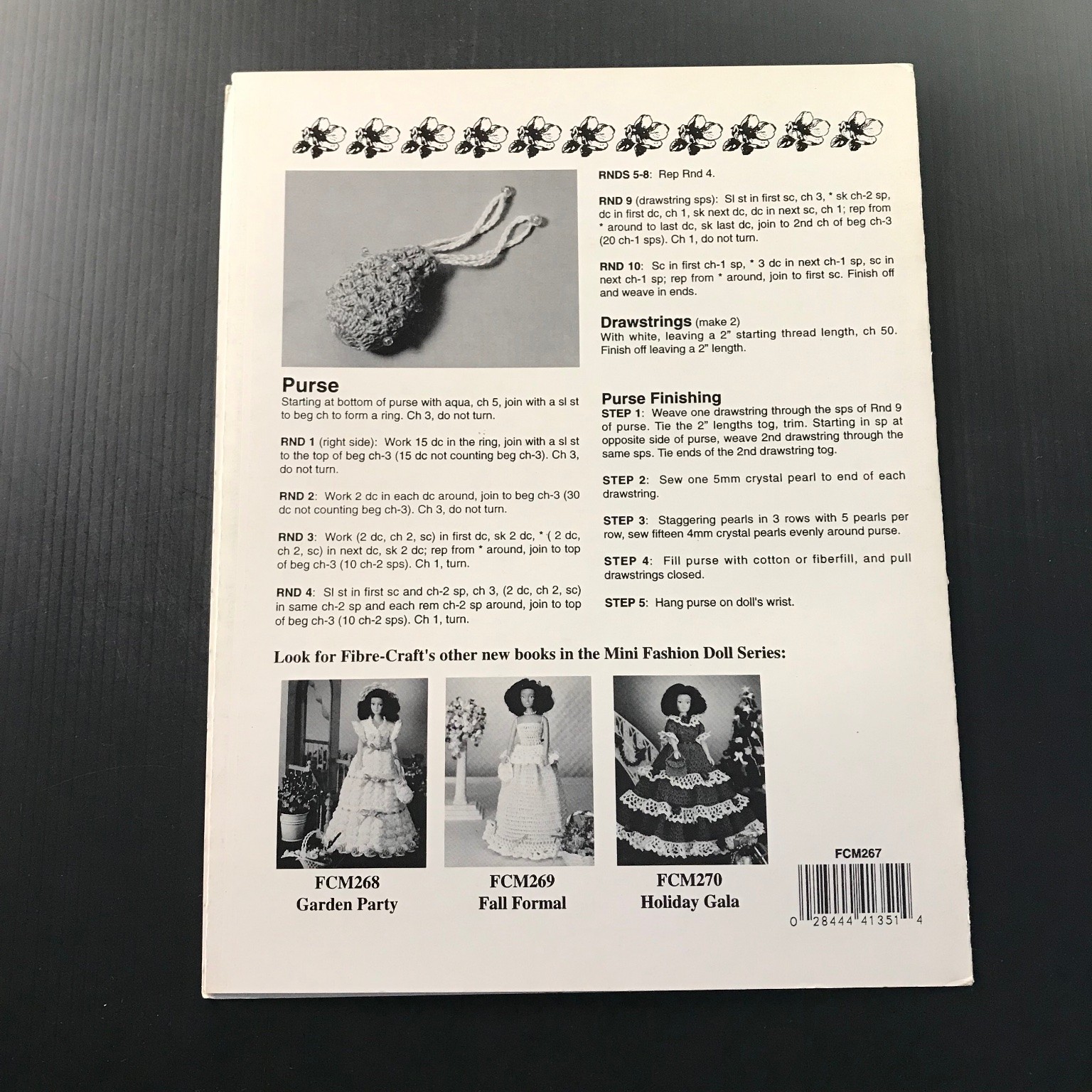 Spring Prom Crochet Pattern Book Fibre-Craft FCM267 Doll Gown 1980