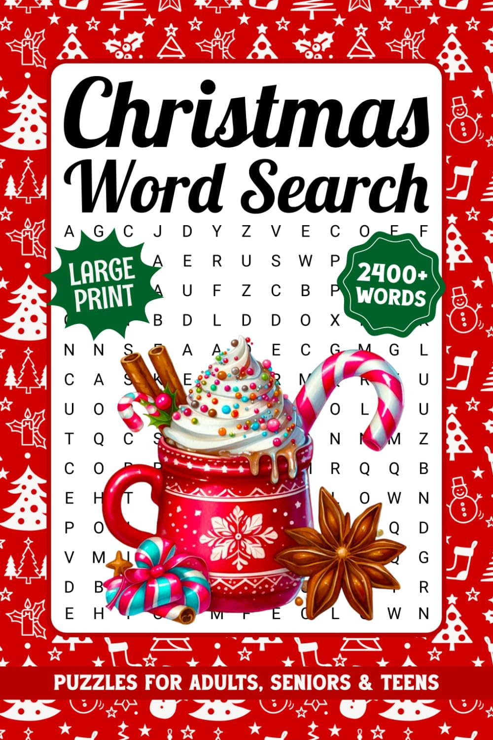 Christmas Word Search for Adults Large Print: 2400+ Words, Winter Themed Word Fi