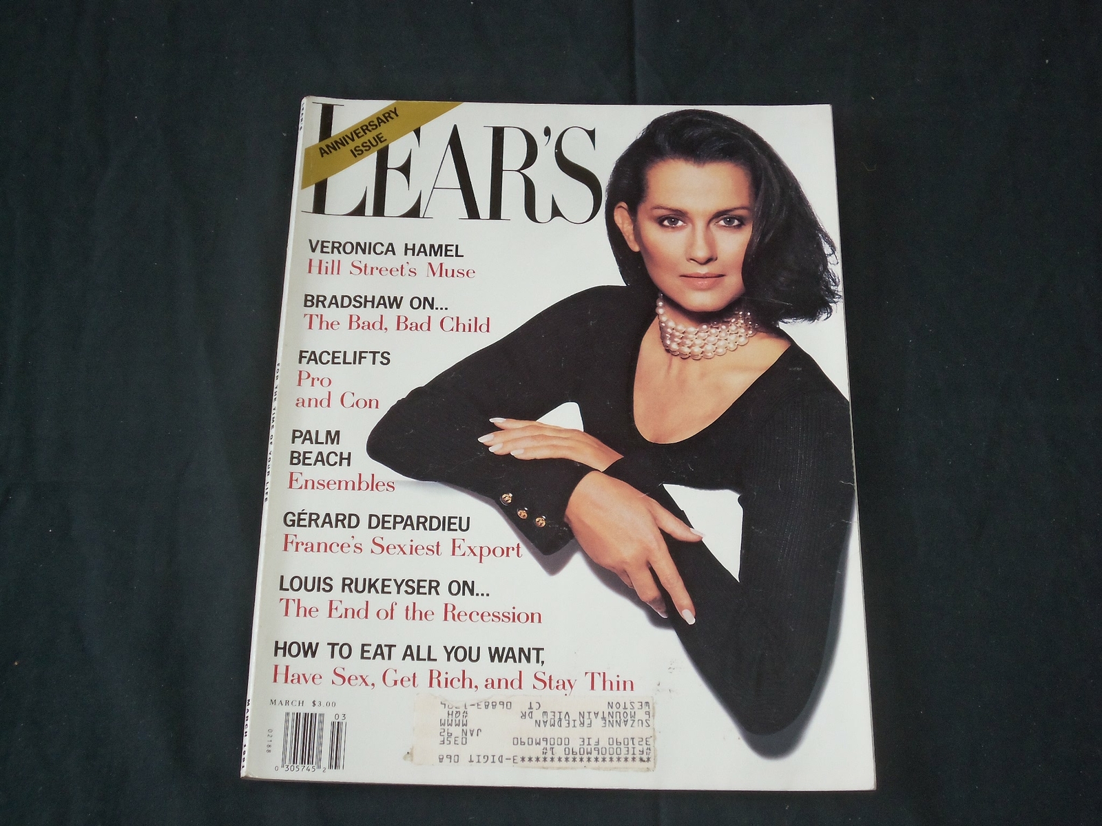 1991 MARCH LEAR’S MAGAZINE – VERONICA HAMEL COVER – ANNIVERSARY ISSUE – RC 726