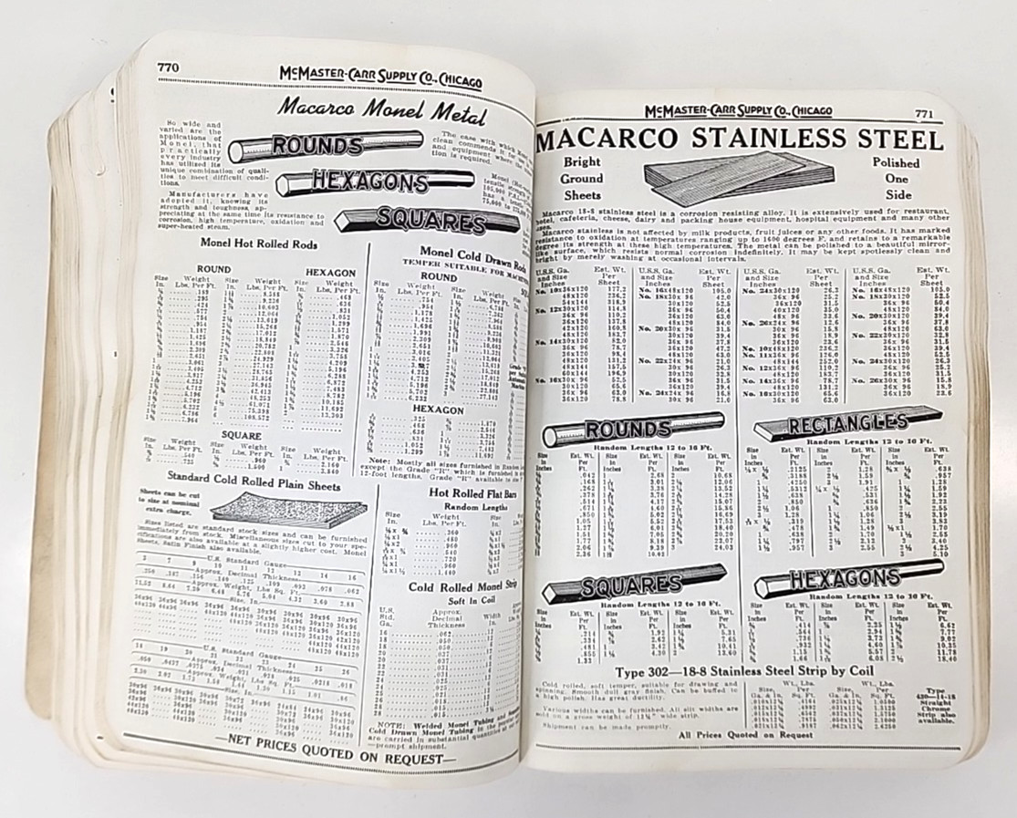Vintage McMaster Carr Supple Co Catalog 57 Copyright 1950 (1600 Pages) Tools