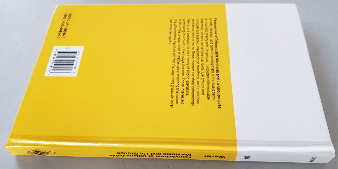 Foundations Differentiable Manifolds Lie Groups Warner Springer GTM 94 NEW NOS