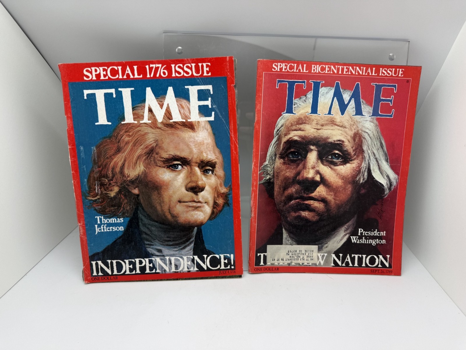 Two Vint Time Magazines 1776 Issue Thomas Jefferson & Bicentennial Washington