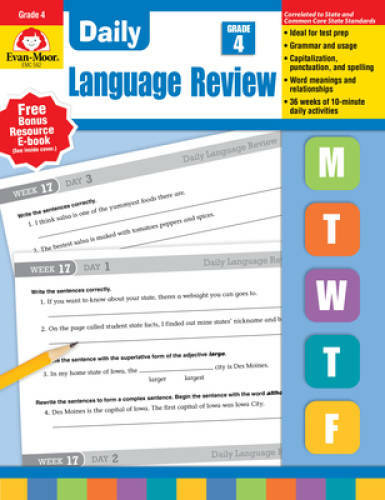 Daily Language Review, Grade 4 – Paperback By Evan Moor – GOOD
