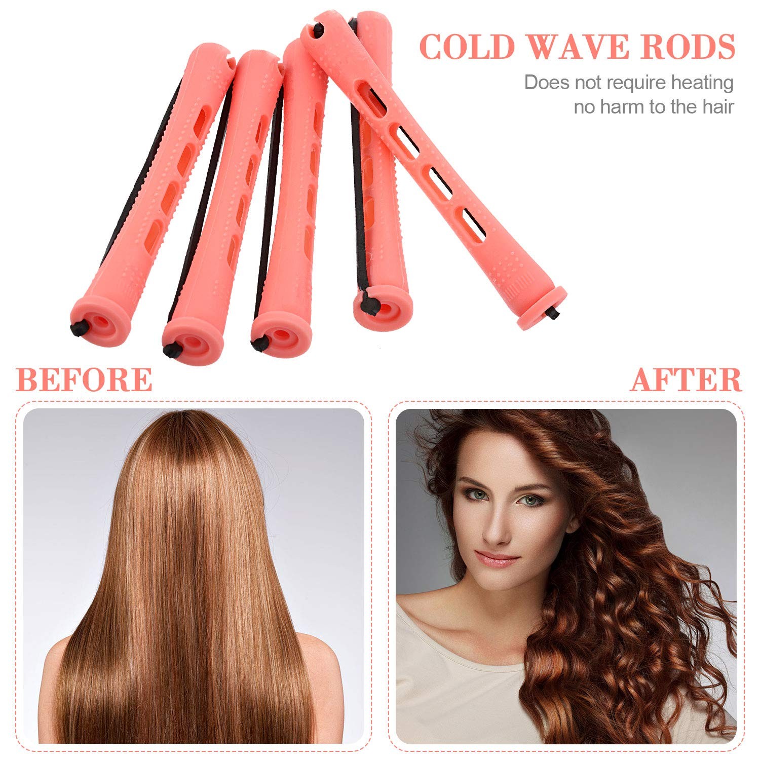 WILLBOND 36 Pieces Cold Wave Rod Hair Perm Rods 0.51 Inch (Pack of 36), Pink