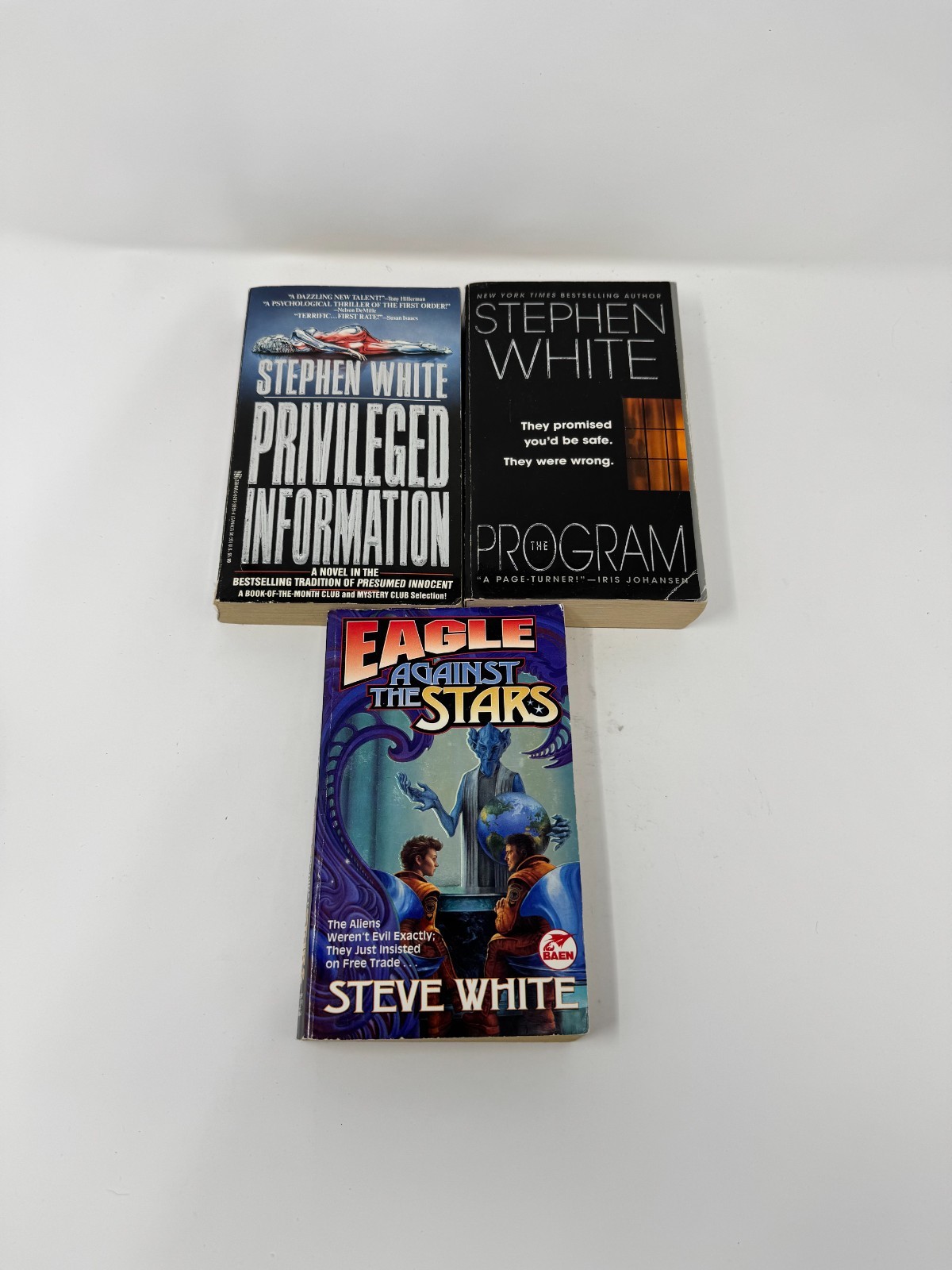 Lot 3 Steve White Books-Eagle Against the Stars, Privileged Information, Program