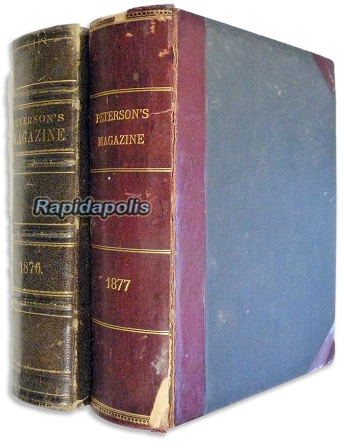 Leather Bound PETERSON’s MAGAZINE 1876 & 1877 ~ 900+ heavily illustrated pages