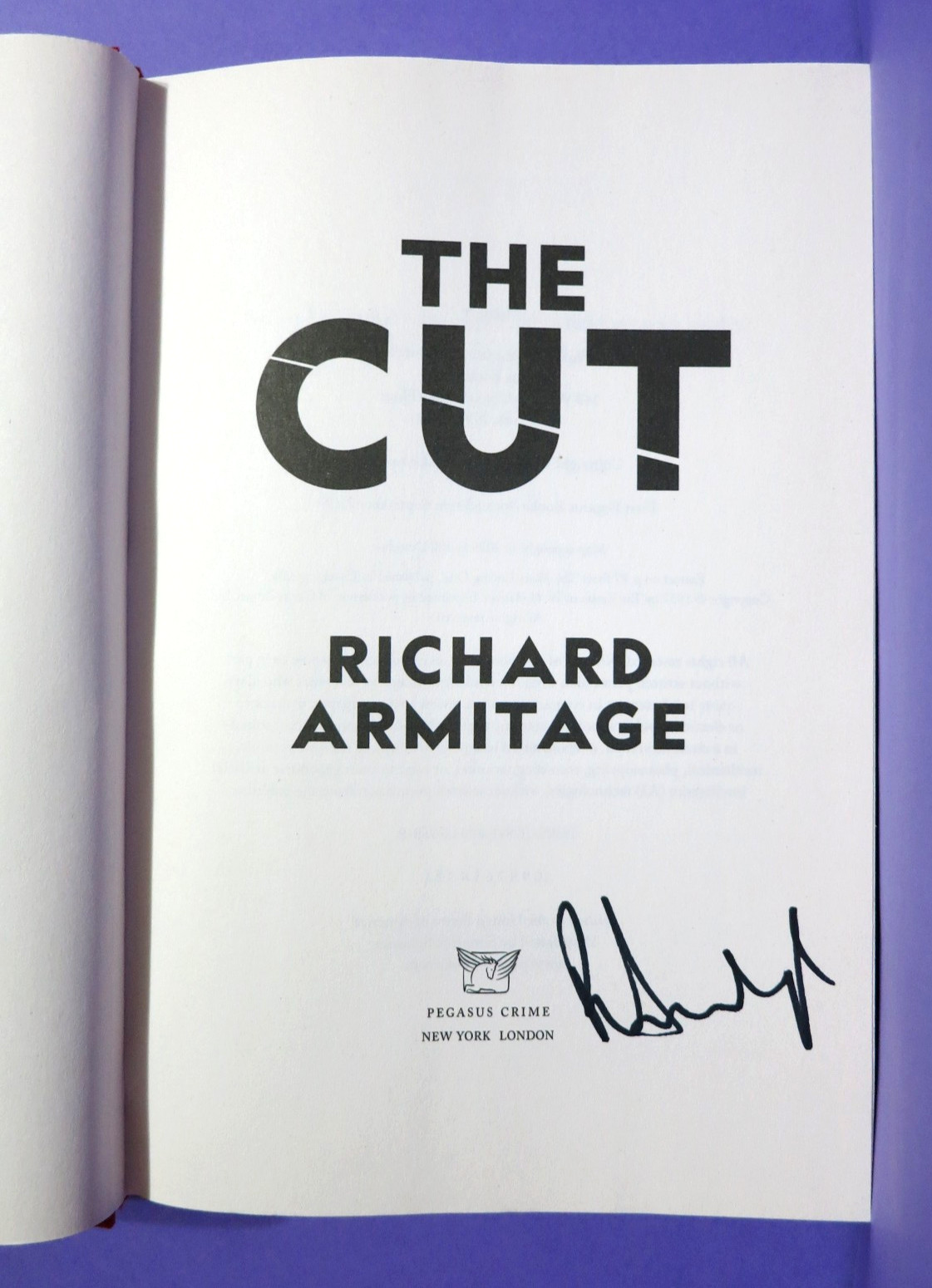 The Cut SIGNED Richard Armitage 2025 1st Edition/1st Print Hardcover DJ
