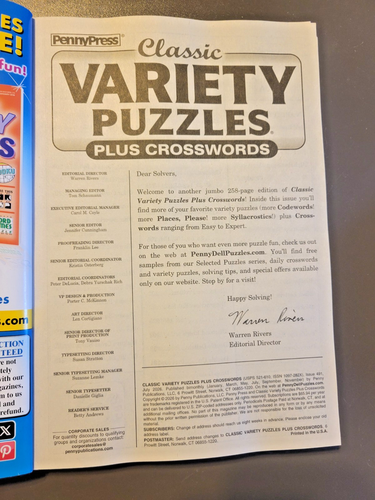 Classic Variety Puzzles Plus Crosswords – 256 Page Jumbo Special – by PENNYPRESS