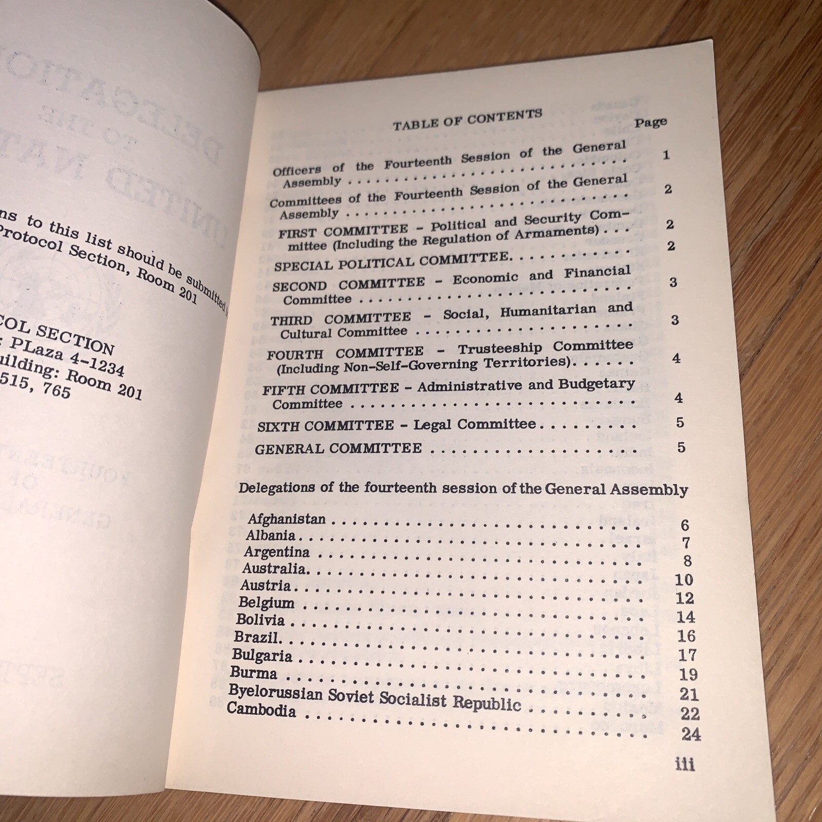 1959 DELEGATIONS TO THE UNITED NATIONS 166 pages