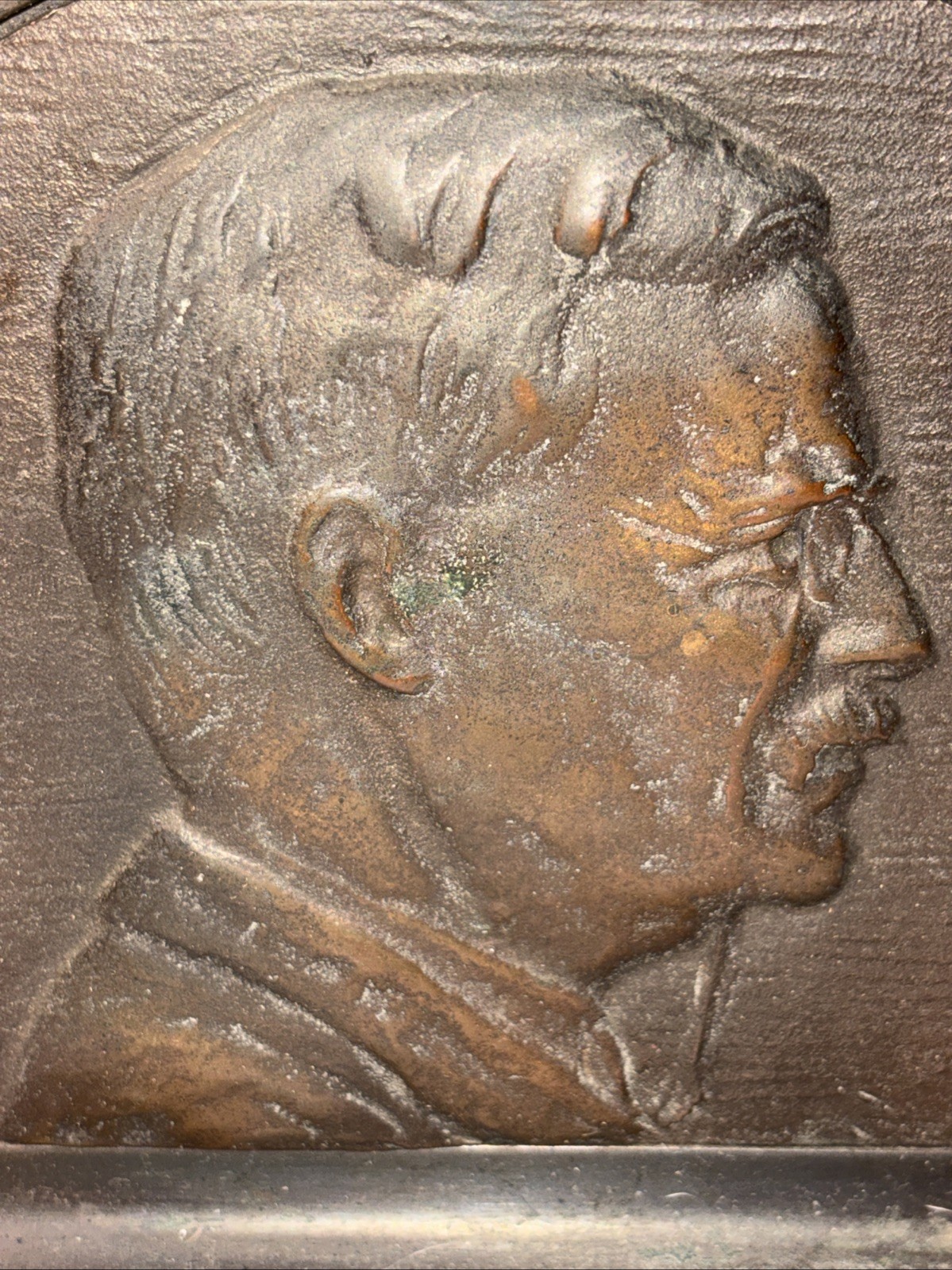 Vintage Theodore Roosevelt Bronze Book End 7” X 5.75” X 2.25”, 4lbs 11oz