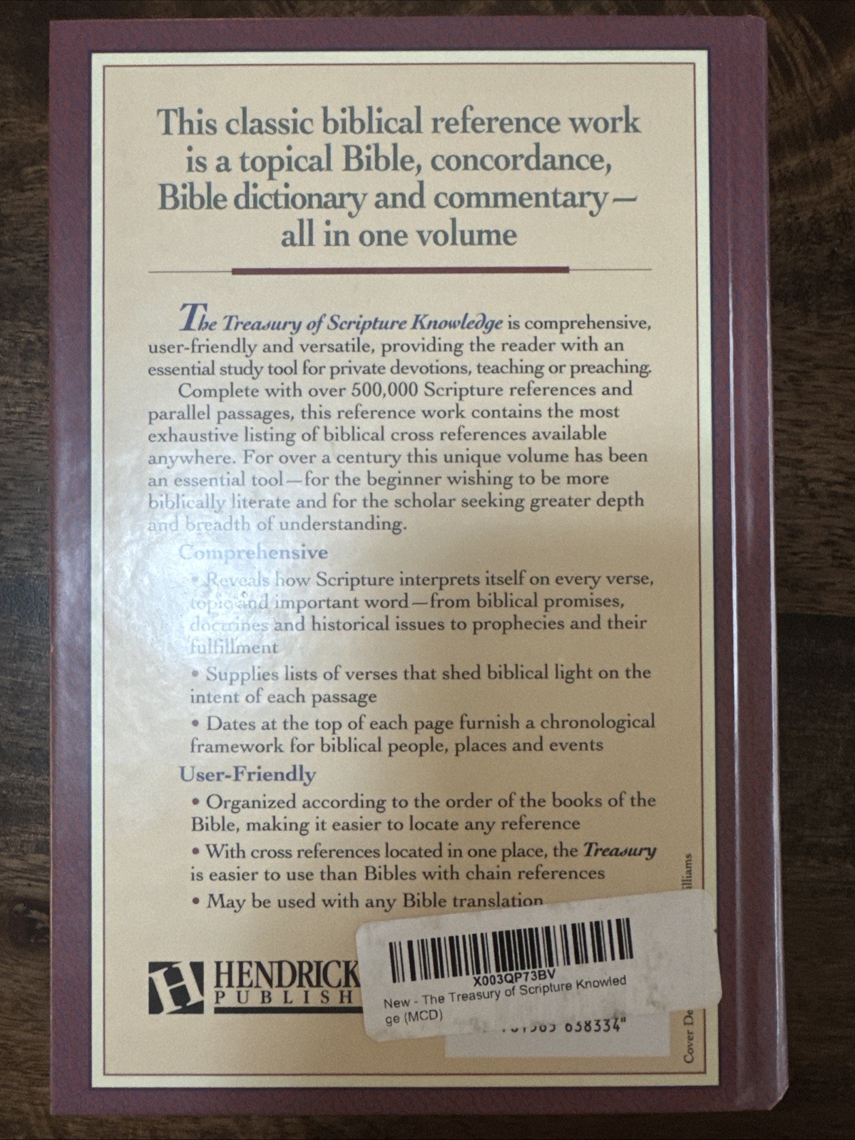 THE TREASURY OF SCRIPTURE KNOWLEDGE By Hendrickson Publishers (Hardcover & NEW)