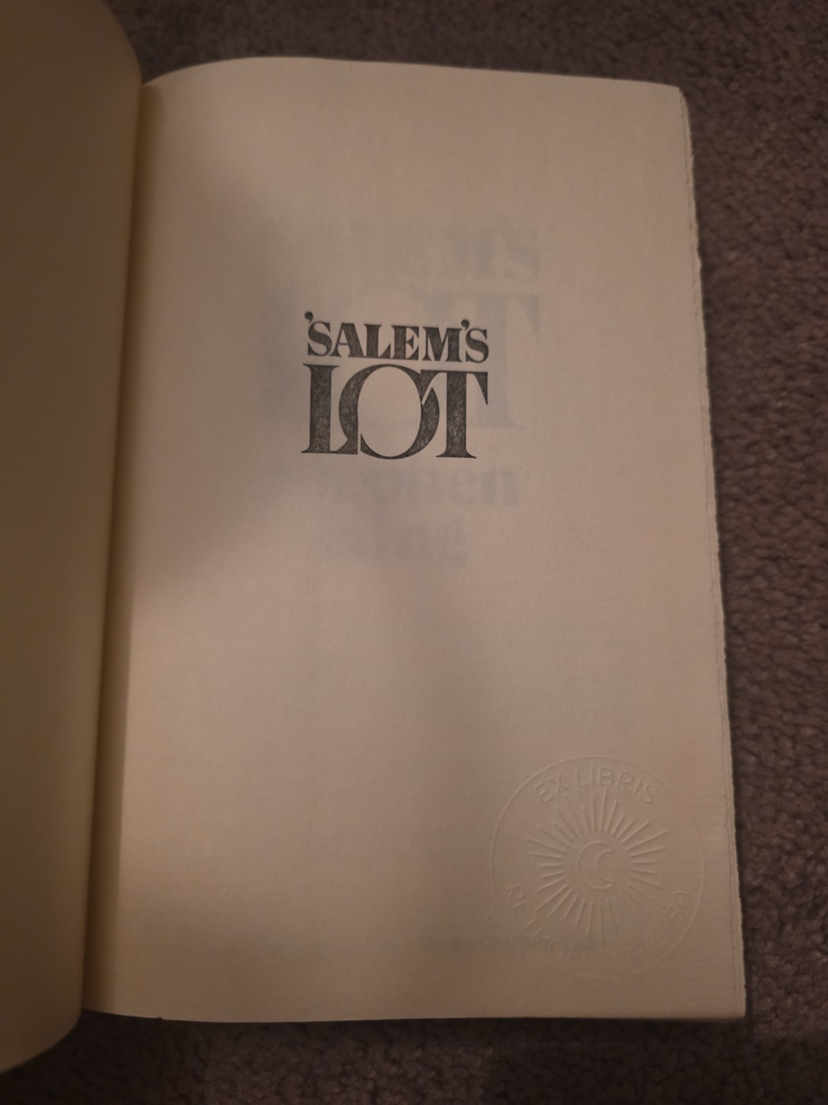 SALEM’S LOT HC BOOK CLUB EDITION Stephen King 1975