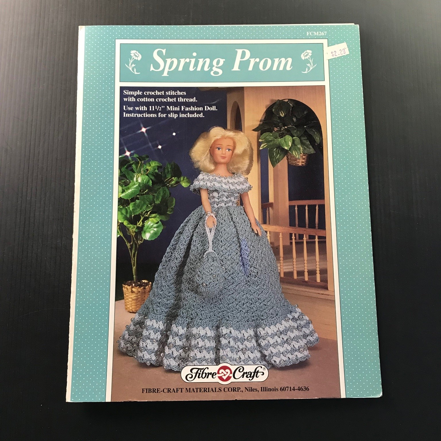 Spring Prom Crochet Pattern Book Fibre-Craft FCM267 Doll Gown 1980