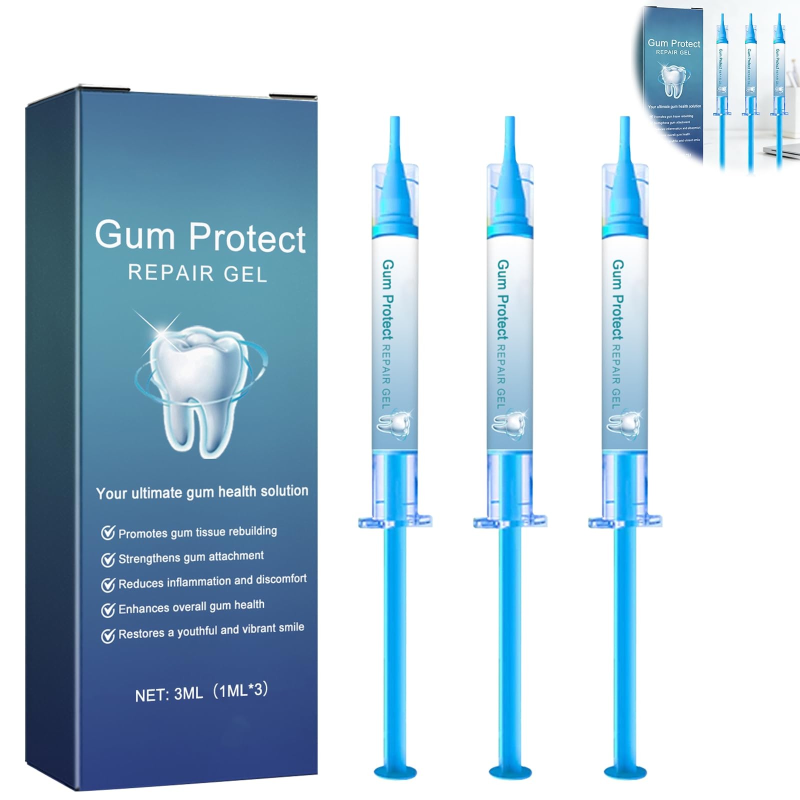 3PCS Gum Protect Dental Gel, Professional 0.1 Fl Oz (Pack of 1), Transparent