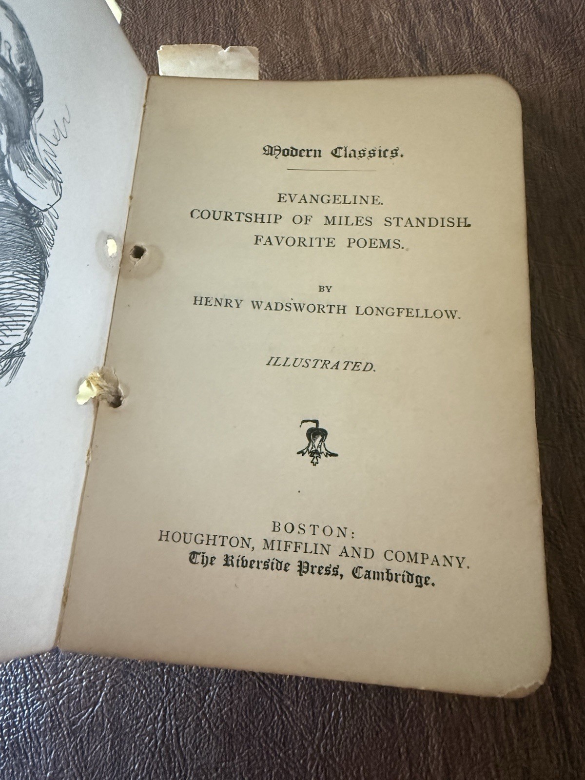 Vellum Cover Gold Leaf Antique Evangeline Longfellow Poem Book Rare Find! 1886
