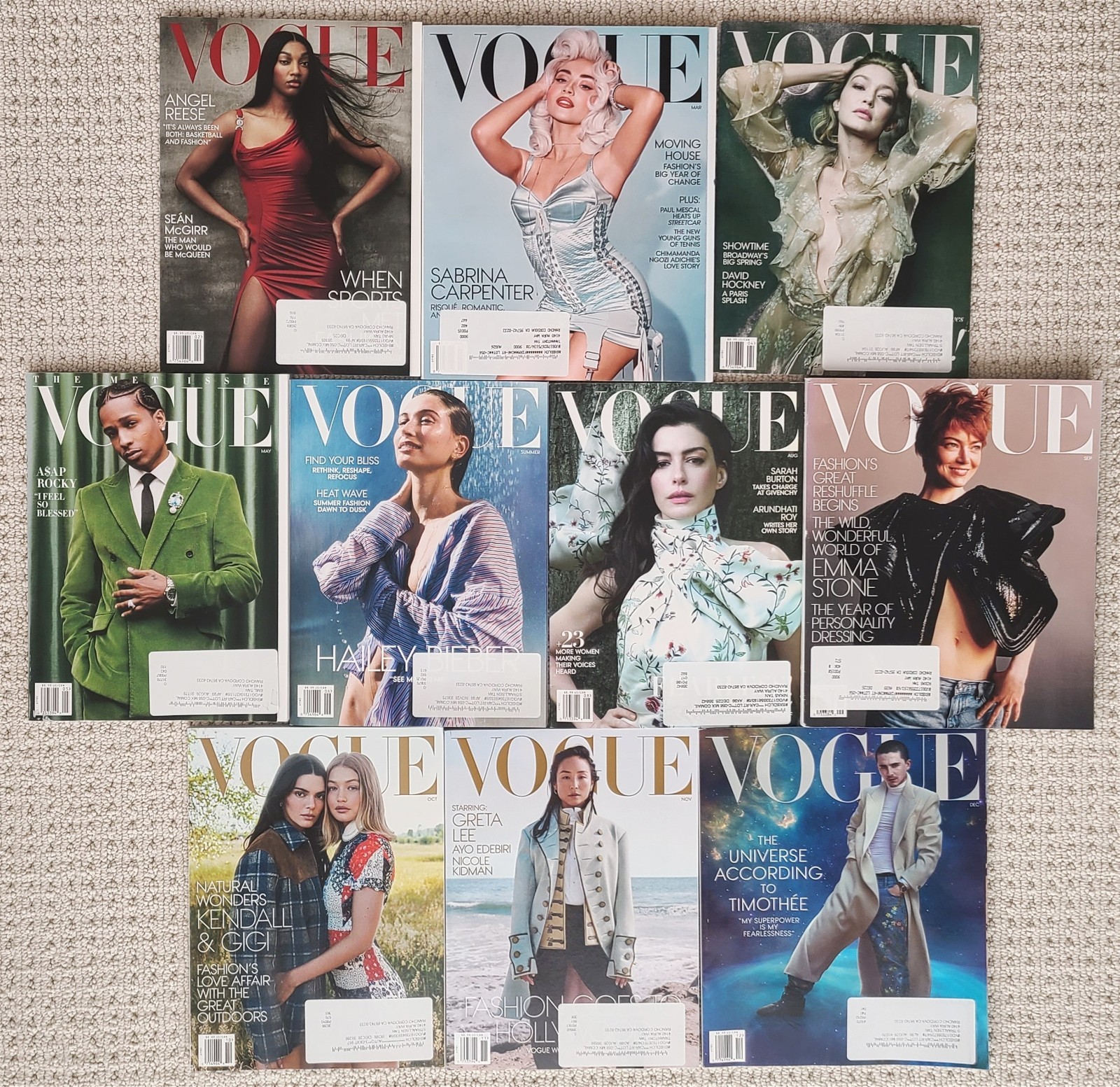 🔥10 Issues 2025 VOGUE Magazines Lot JAN/WINTER 2025 – DEC 2025 – NEW