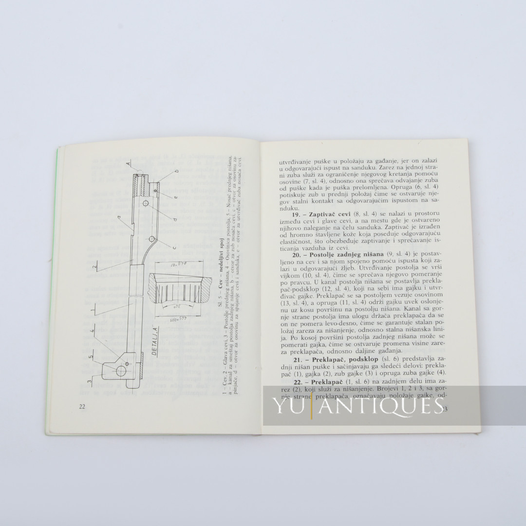 JNA YPA Yugoslav Peoples Army Manual Book For Air Rifle 4,5mm M81A Handling Etc