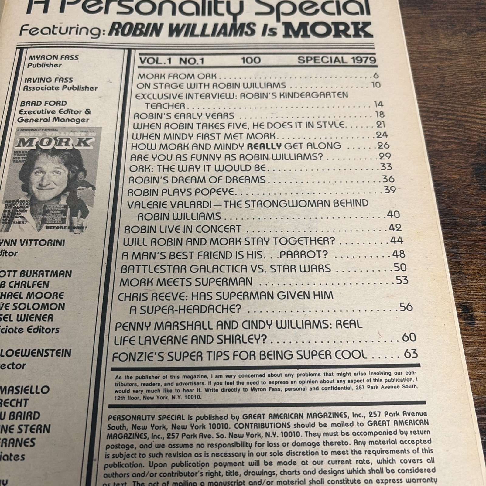ROBIN WILLIAMS IS MORK Personality Special Magazine 1979 CHRISTOPHER REEVE