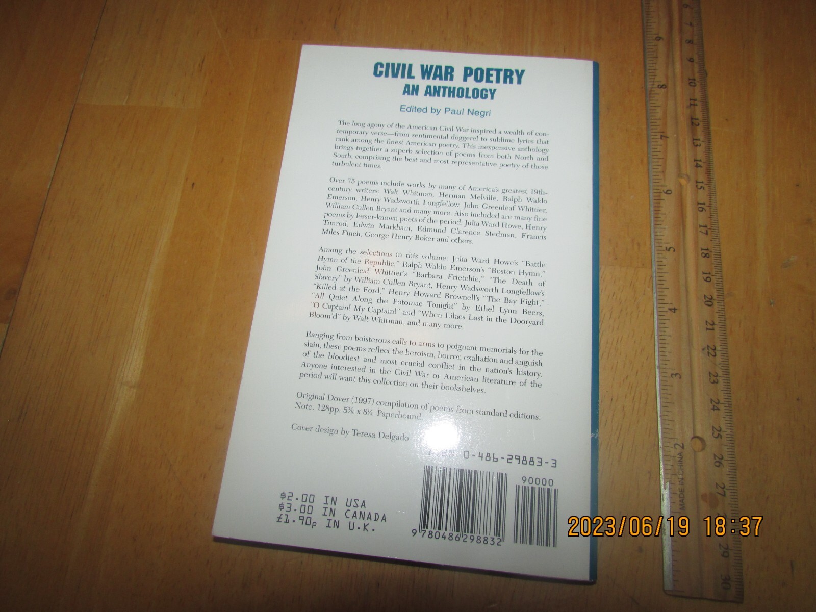 Civil War Poetry : An Anthology by Paul Negri (1997, Trade Paperback)