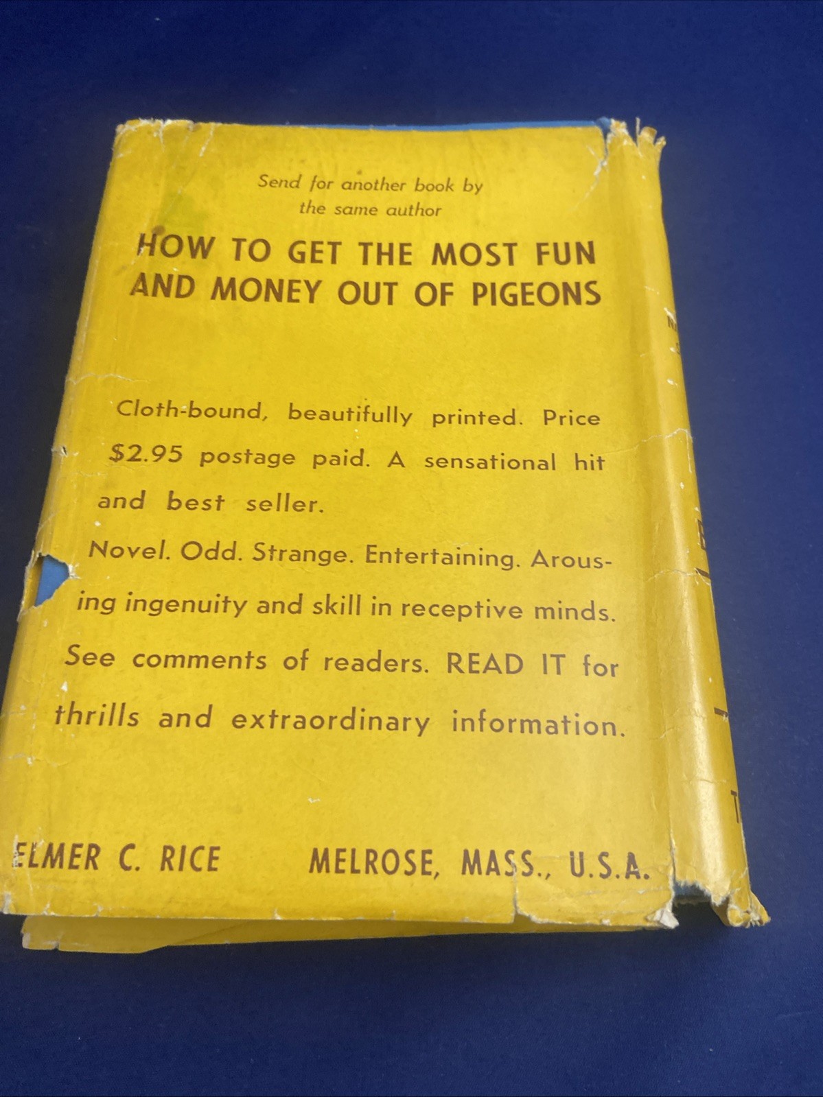 Elmer Rice NATIONAL STANDARD SQUAB BOOK 59th Printing 1948 Ed. Pigeons HCDJ