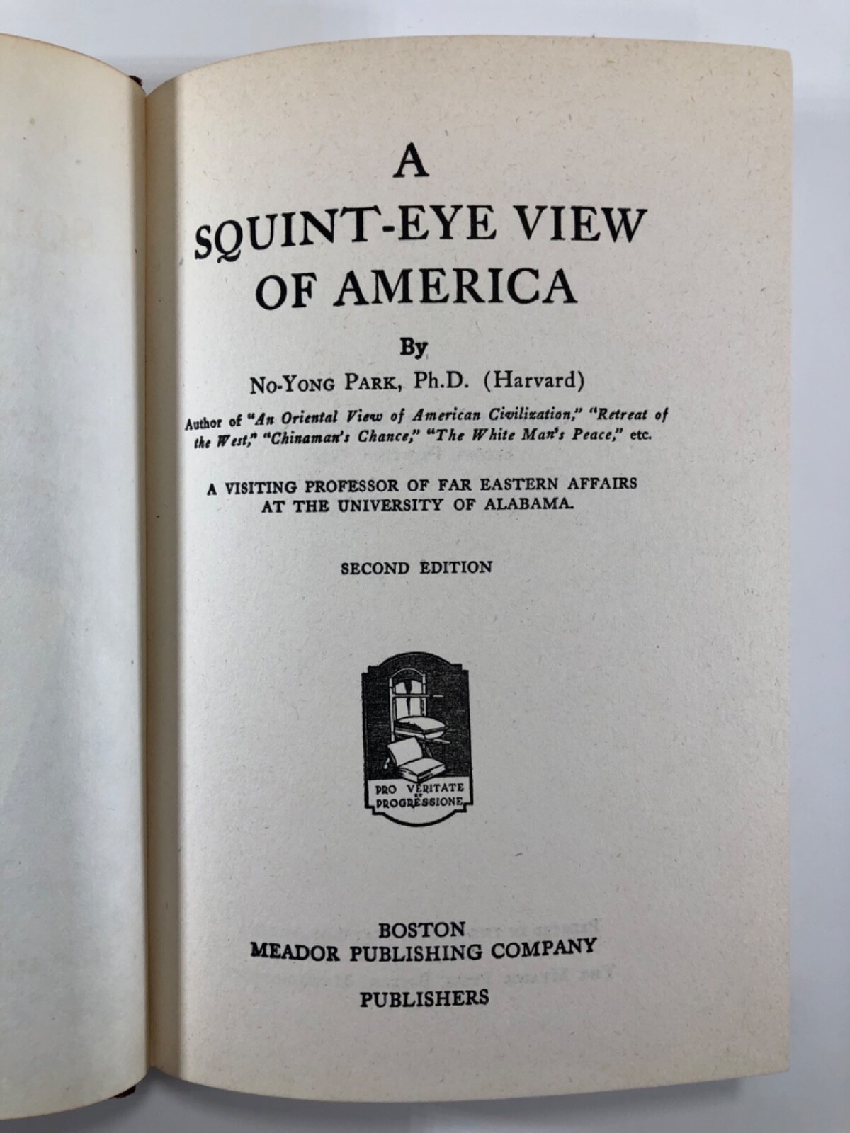 A Squint-Eye View of America By No-Yong Park 1952, Hardcover, Dust Jacket Signed
