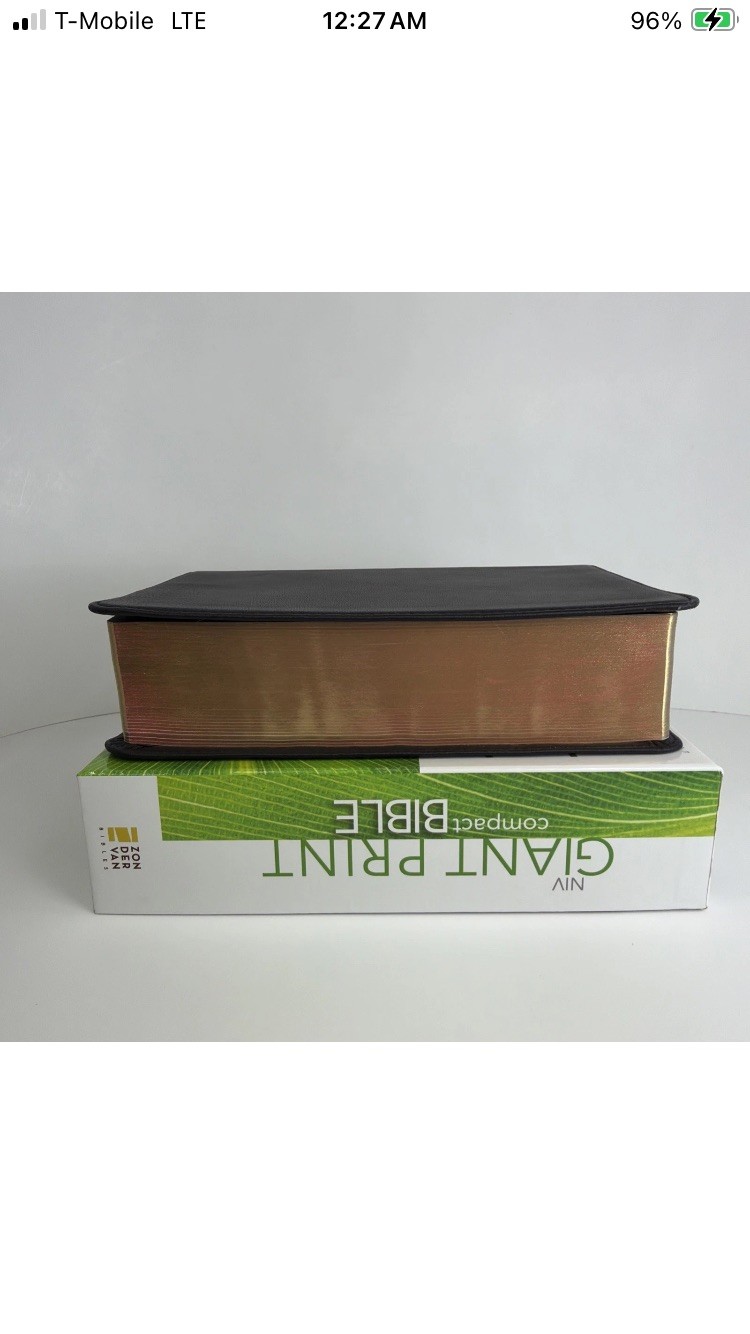 NIV, Giant Print Compact Bible, Giant Print, Premium Leather, Black – Excellent