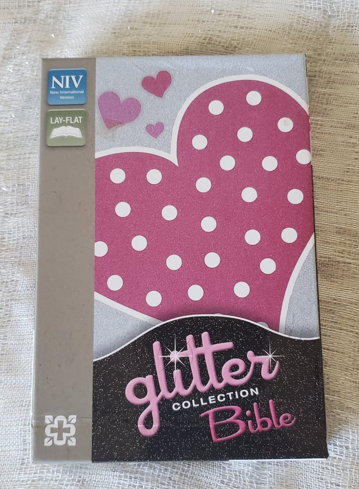 NIV Compact Glitter Collection Bible Zondervan Pink Heart Polka Dot New Boxed