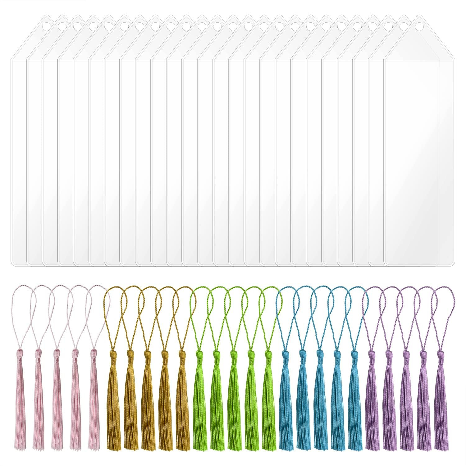 Plastic Bookmark Sleeves with Tassels 25Pcs Clear Blank Vinyl Photo Booth Strip