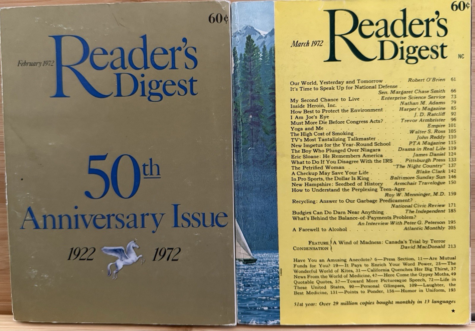 1972 February March READER’S DIGEST MAGAZINE Vintage Retro Timeless Short Story