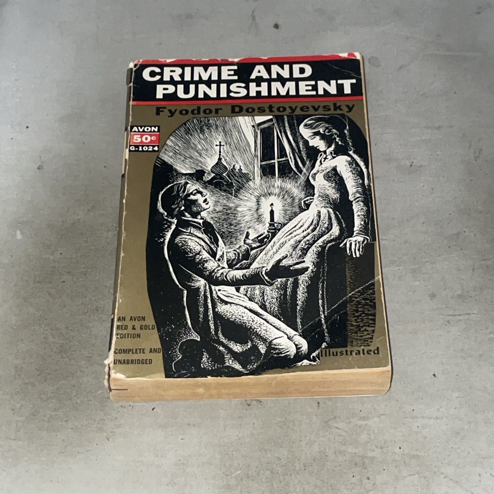 Crime and Punishment Fyodor Dostoevsky Avon Red & Gold Paperback 1956